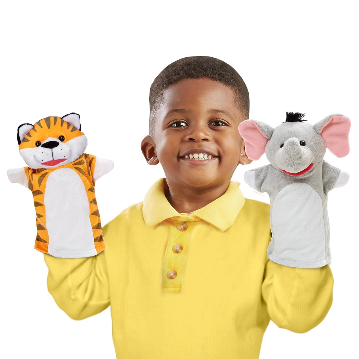 imageMelissa ampamp Doug Safari Buddies Hand Puppets Set of 6 Elephant Tiger Parrot Giraffe Monkey Zebra Soft Plush Puppet Stuffed Animals Pretend Play Toddler Toys for Girls ampamp Boys 2