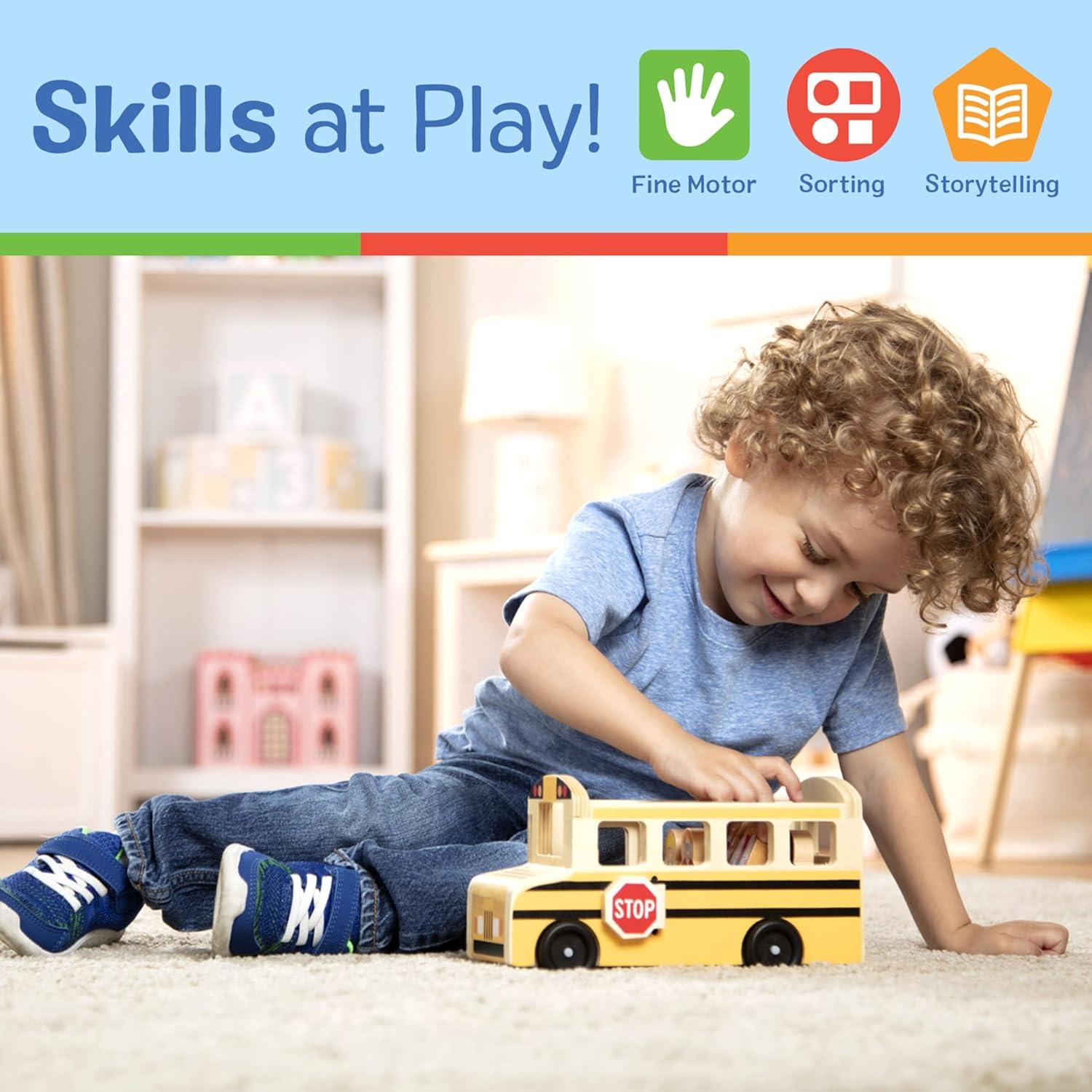 imageMelissa ampamp Doug School Bus Wooden Play Set with 7 Play Figures