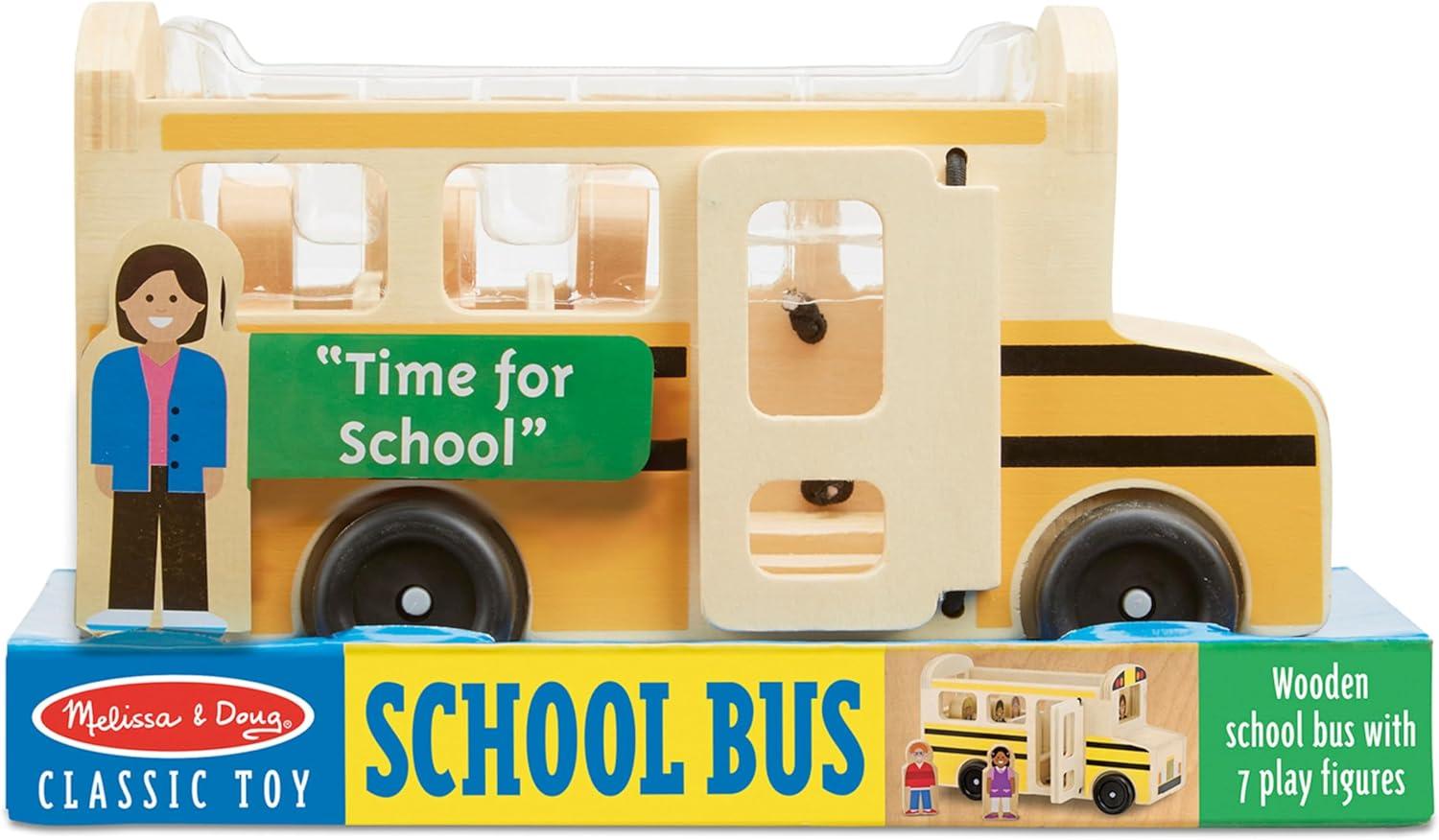 imageMelissa ampamp Doug School Bus Wooden Play Set with 7 Play Figures