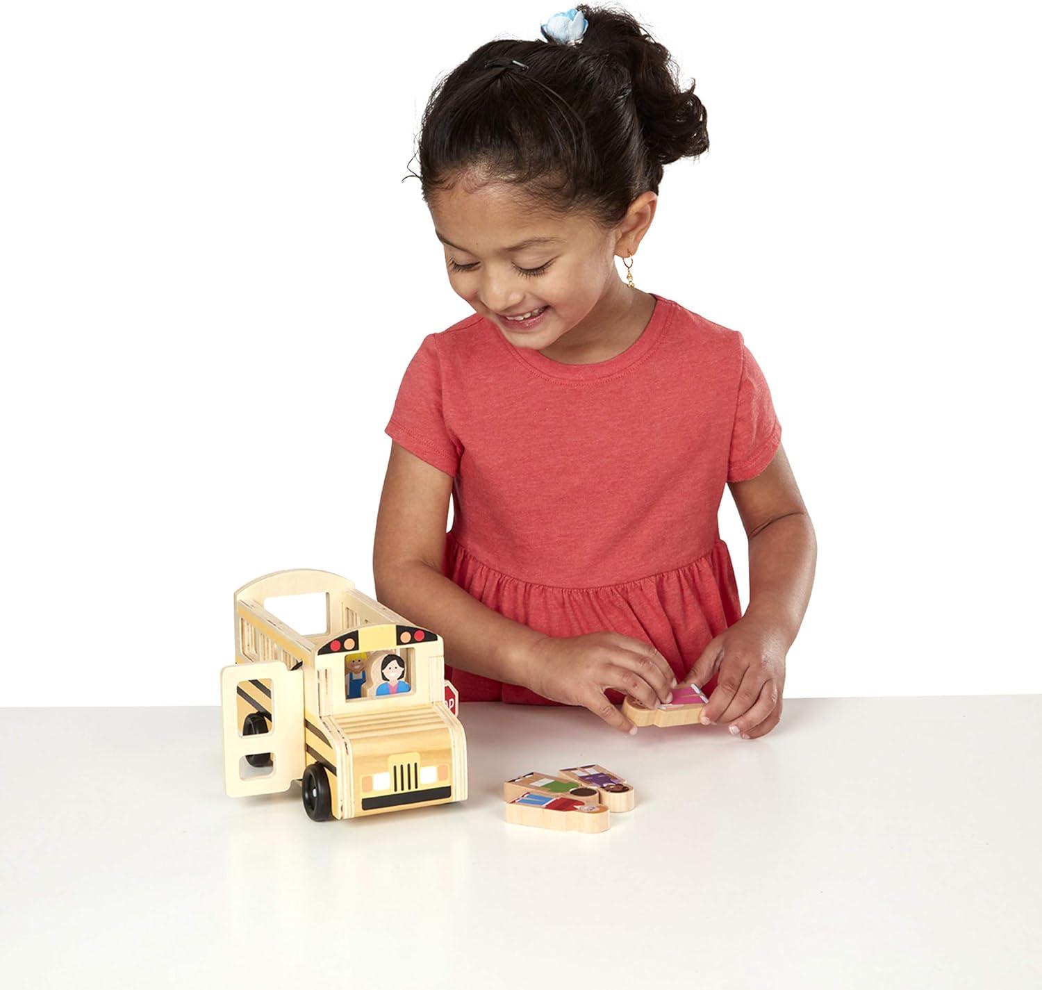 imageMelissa ampamp Doug School Bus Wooden Play Set with 7 Play Figures