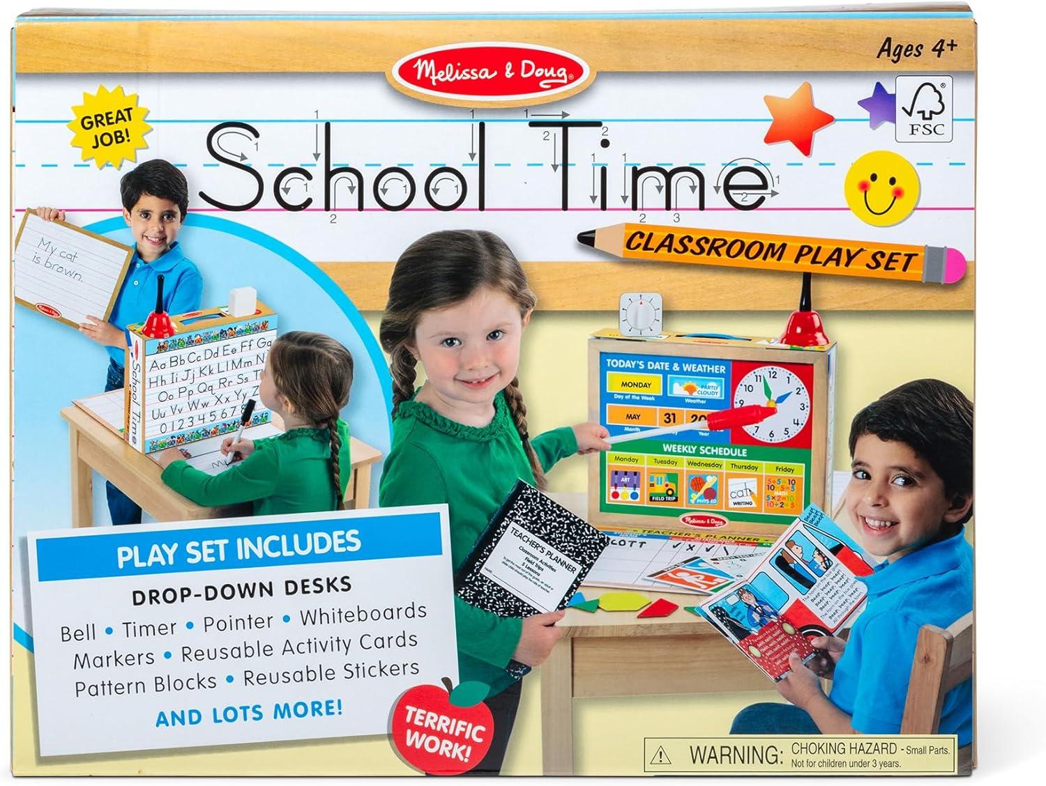 imageMelissa ampamp Doug School Time Classroom Play Set Game  Be Teacher or Student  FSC Certified