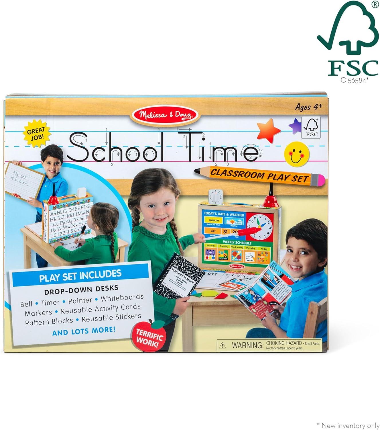imageMelissa ampamp Doug School Time Classroom Play Set Game  Be Teacher or Student  FSC Certified