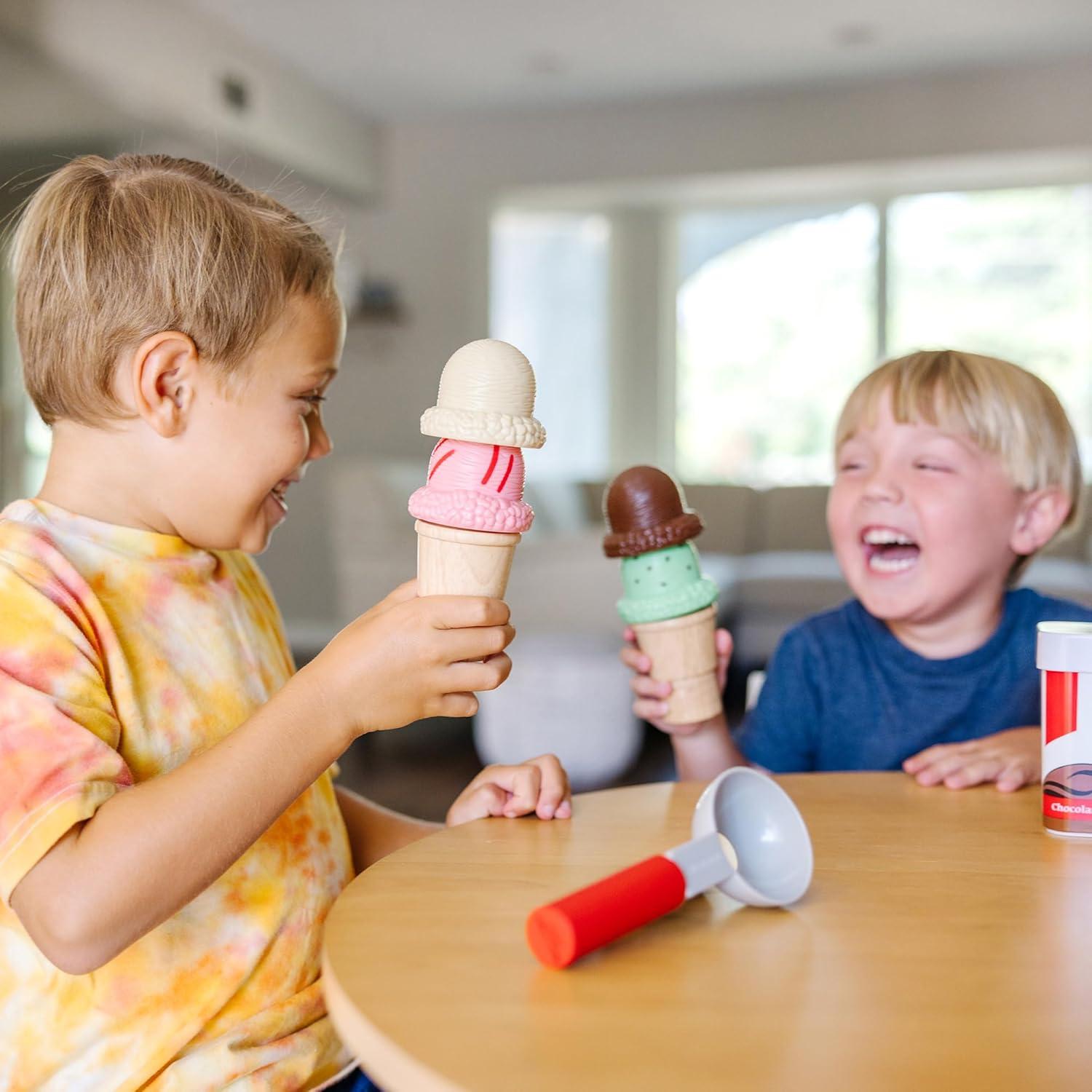 imageMelissa ampamp Doug Scoop and Stack Ice Cream Cone Wooden Magnetic Pretend Play Food Set Preschool Toy Play Ice Cream Set Pretend Food Toy for Toddlers and Kids Ages 3  FSCCertifiedIce Cream