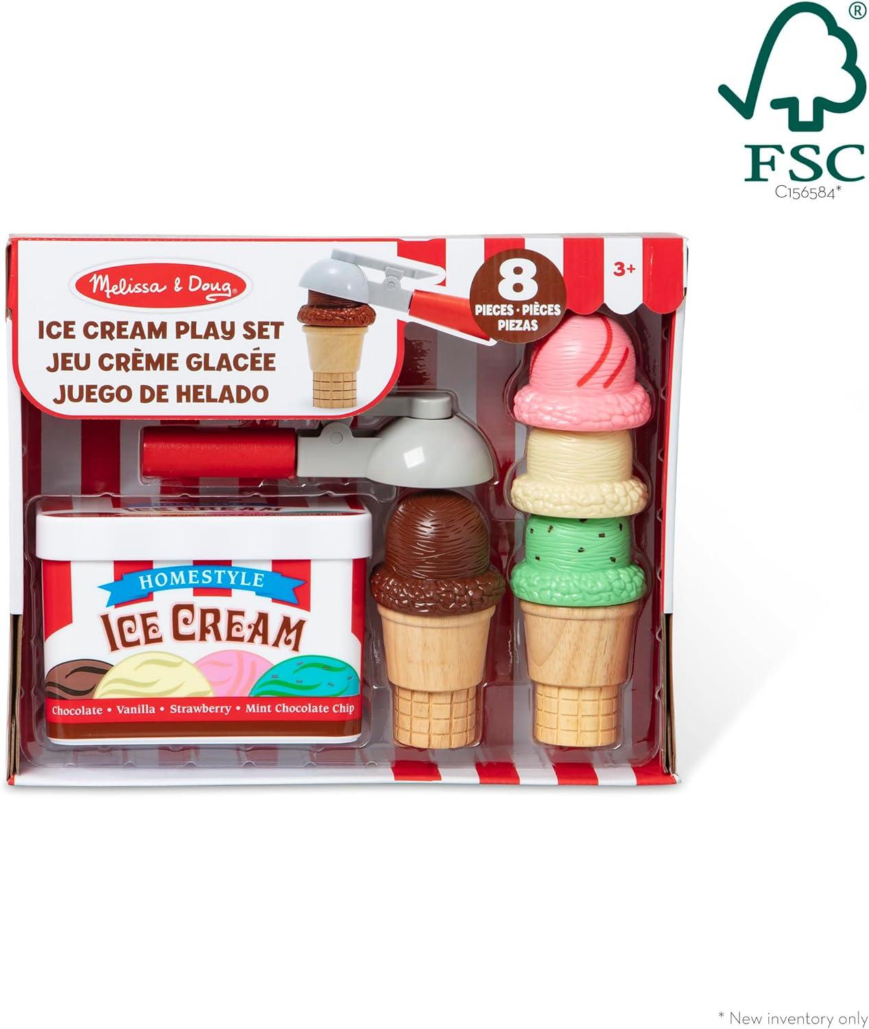 imageMelissa ampamp Doug Scoop and Stack Ice Cream Cone Wooden Magnetic Pretend Play Food Set Preschool Toy Play Ice Cream Set Pretend Food Toy for Toddlers and Kids Ages 3  FSCCertifiedIce Cream
