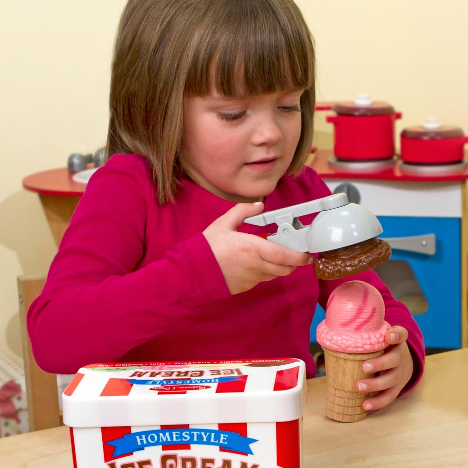 imageMelissa ampamp Doug Scoop and Stack Ice Cream Cone Wooden Magnetic Pretend Play Food Set Preschool Toy Play Ice Cream Set Pretend Food Toy for Toddlers and Kids Ages 3  FSCCertifiedIce Cream
