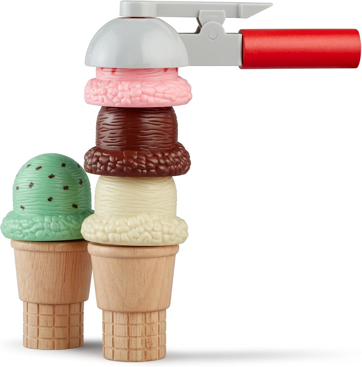 imageMelissa ampamp Doug Scoop and Stack Ice Cream Cone Wooden Magnetic Pretend Play Food Set Preschool Toy Play Ice Cream Set Pretend Food Toy for Toddlers and Kids Ages 3  FSCCertifiedIce Cream