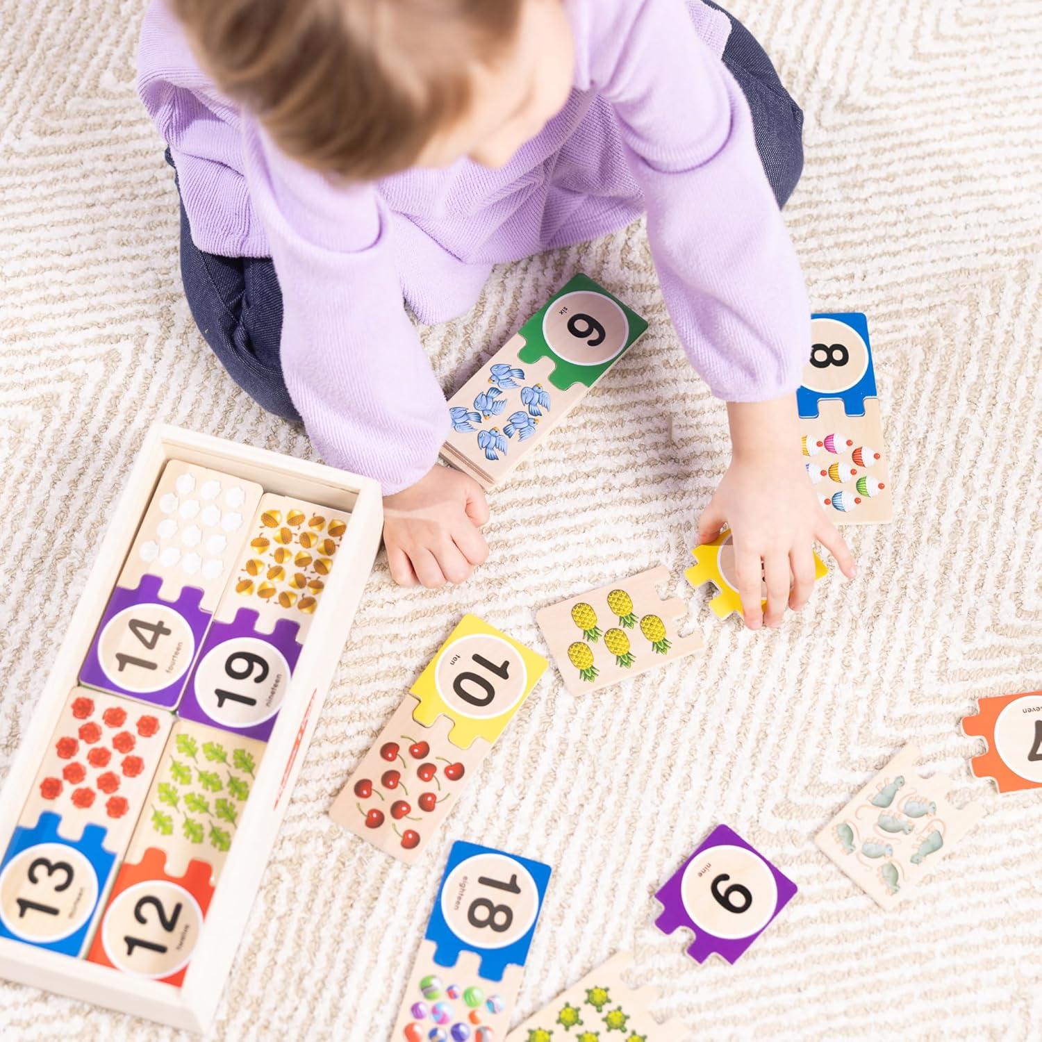 imageMelissa ampamp Doug SelfCorrecting Wooden Number Puzzles with Storage Box 40 pcs