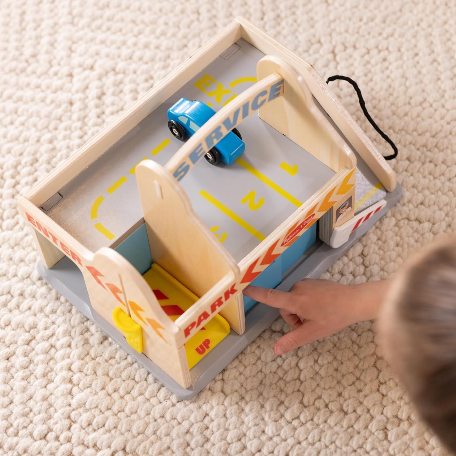 imageMelissa ampamp Doug Service Station Parking Garage with 2 Wooden Cars and DriveThru Car Wash