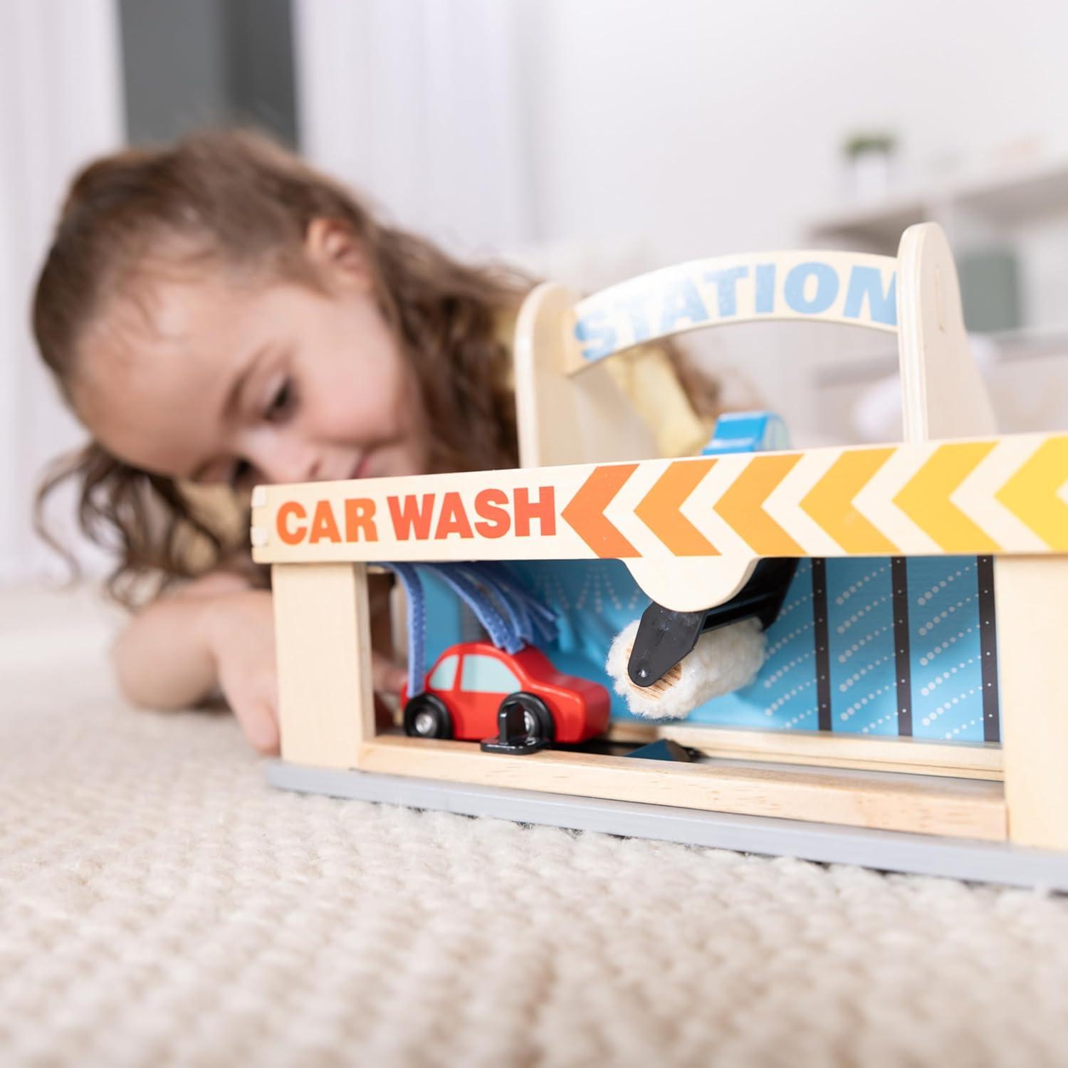 imageMelissa ampamp Doug Service Station Parking Garage with 2 Wooden Cars and DriveThru Car Wash