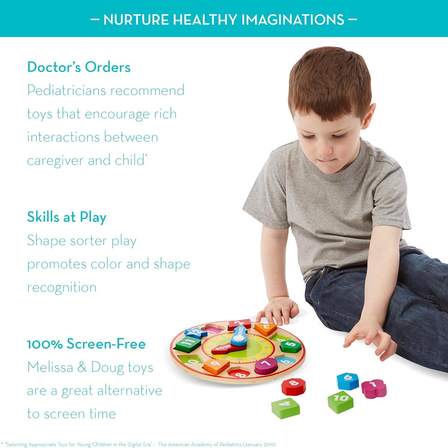 imageMelissa ampamp Doug Shape Sorting Clock  Wooden Educational Toy
