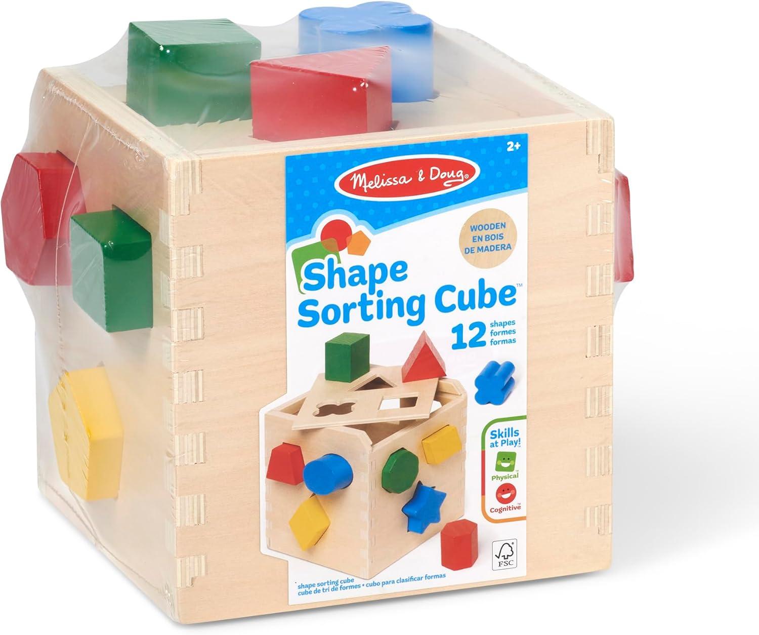 imageMelissa ampamp Doug Shape Sorting Cube  Classic Wooden Toy With 12 ShapesShape Sorting Cube