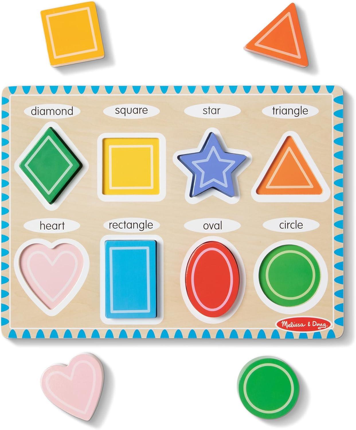 imageMelissa ampamp Doug Shapes Wooden Chunky Puzzle 8 pcs  FSC Certified