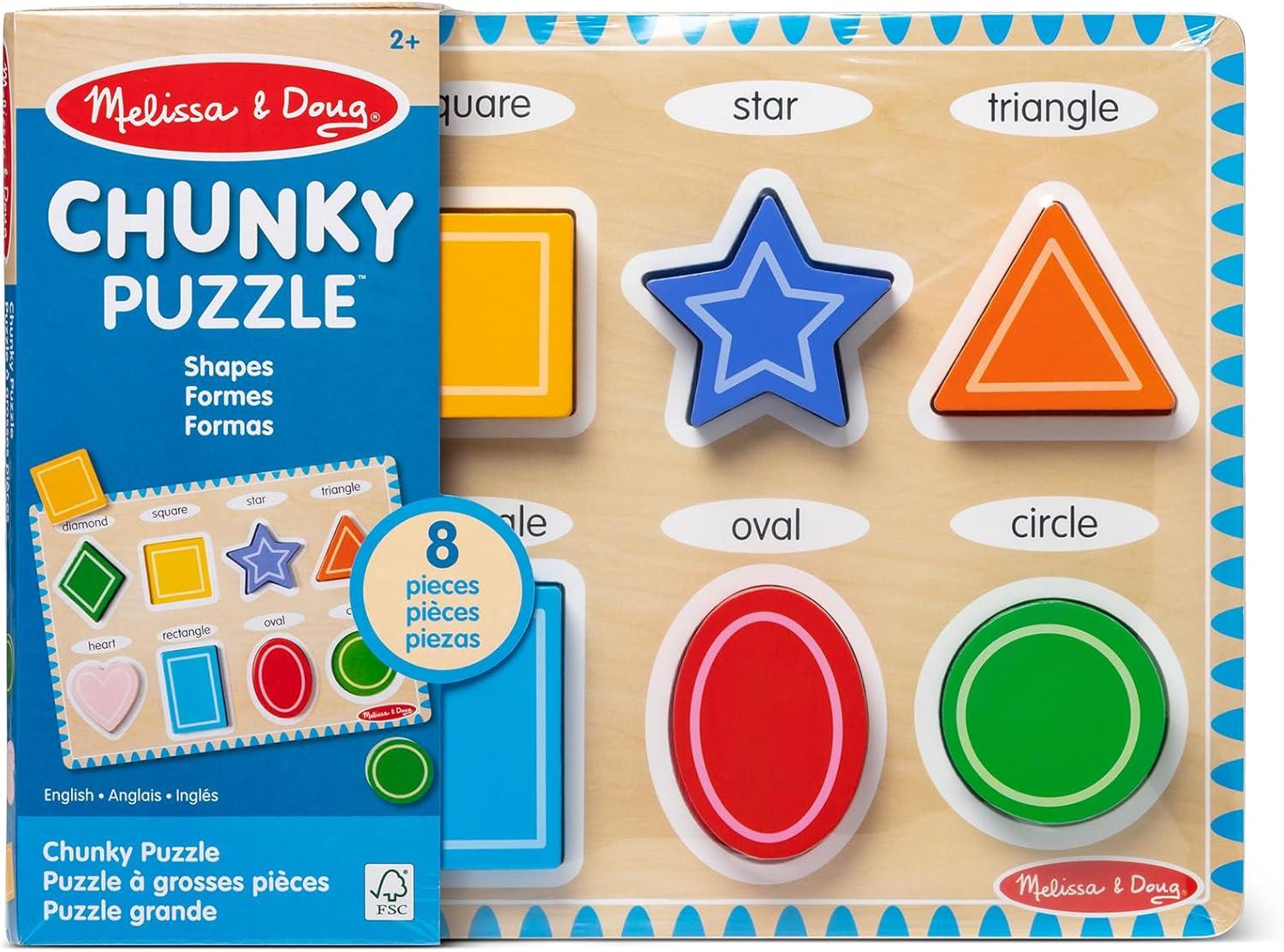 imageMelissa ampamp Doug Shapes Wooden Chunky Puzzle 8 pcs  FSC Certified