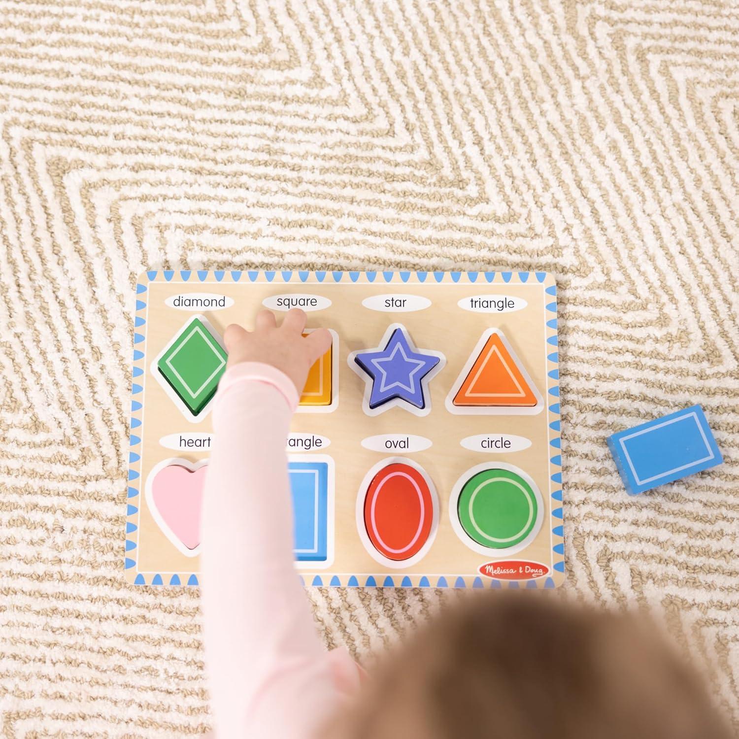 imageMelissa ampamp Doug Shapes Wooden Chunky Puzzle 8 pcs  FSC Certified
