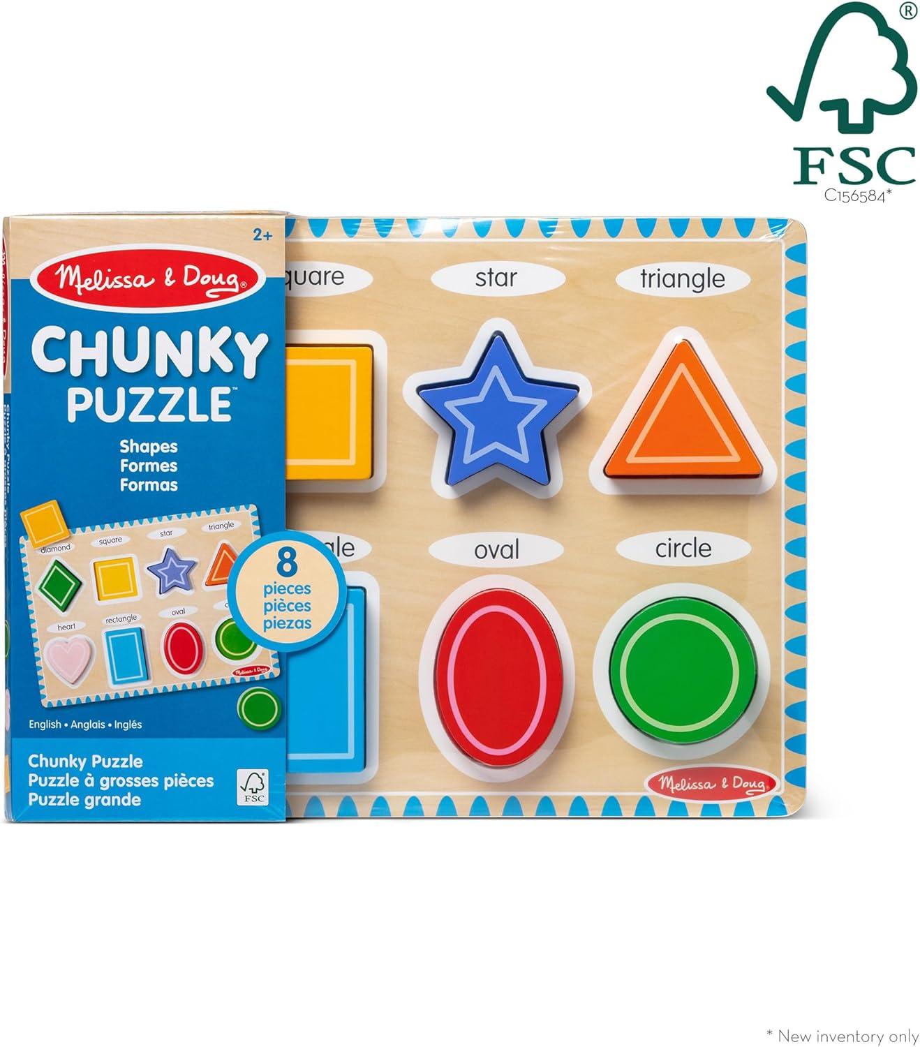 imageMelissa ampamp Doug Shapes Wooden Chunky Puzzle 8 pcs  FSC Certified