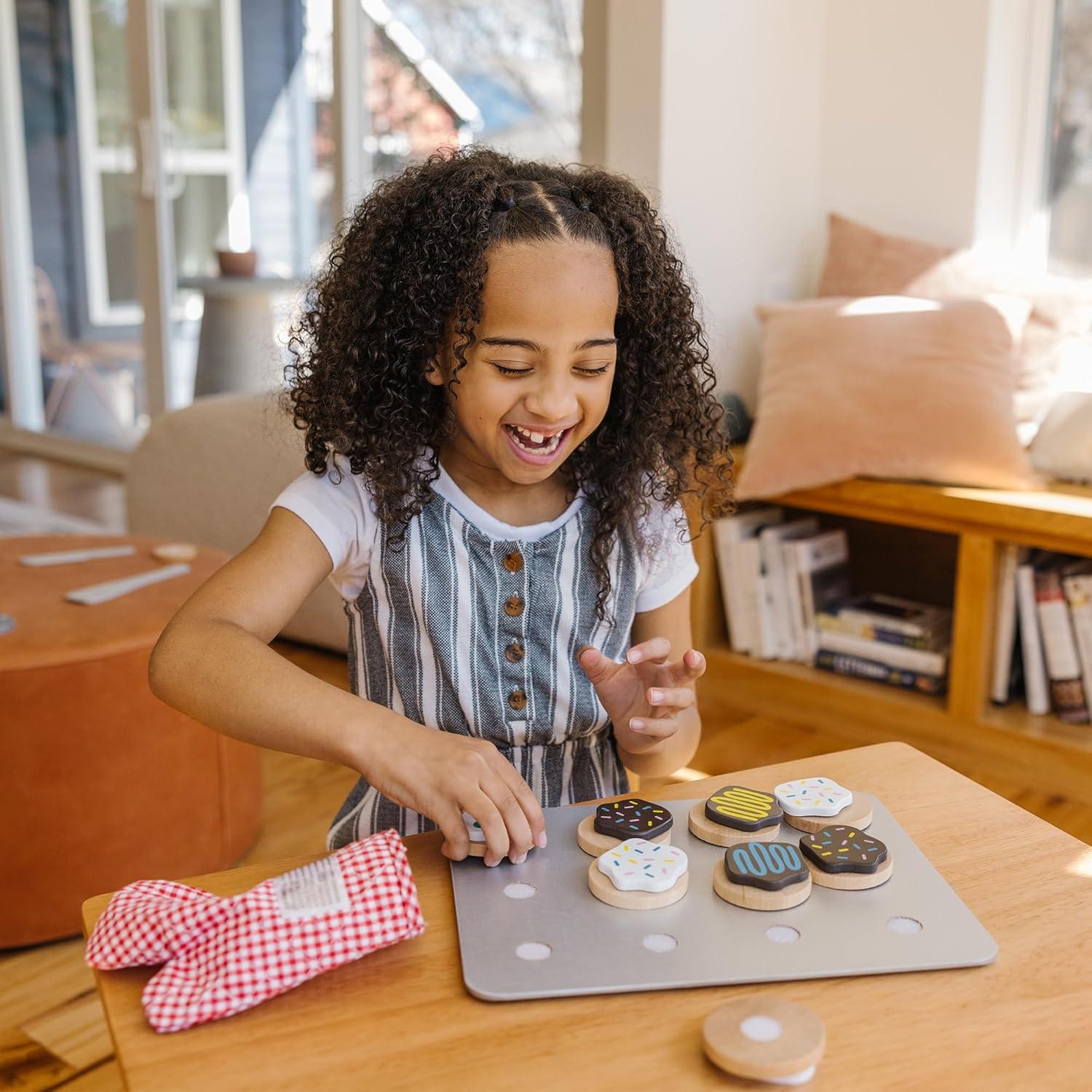 imageMelissa ampamp Doug Slice and Bake Cookies Wooden Play Food Set with Toppings Pretend Cookies and Baking Sheet Wooden Play Food Set Toy Baking for Kids Ages 3