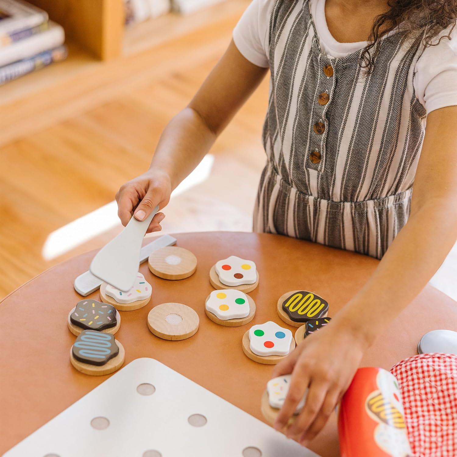 imageMelissa ampamp Doug Slice and Bake Cookies Wooden Play Food Set with Toppings Pretend Cookies and Baking Sheet Wooden Play Food Set Toy Baking for Kids Ages 3