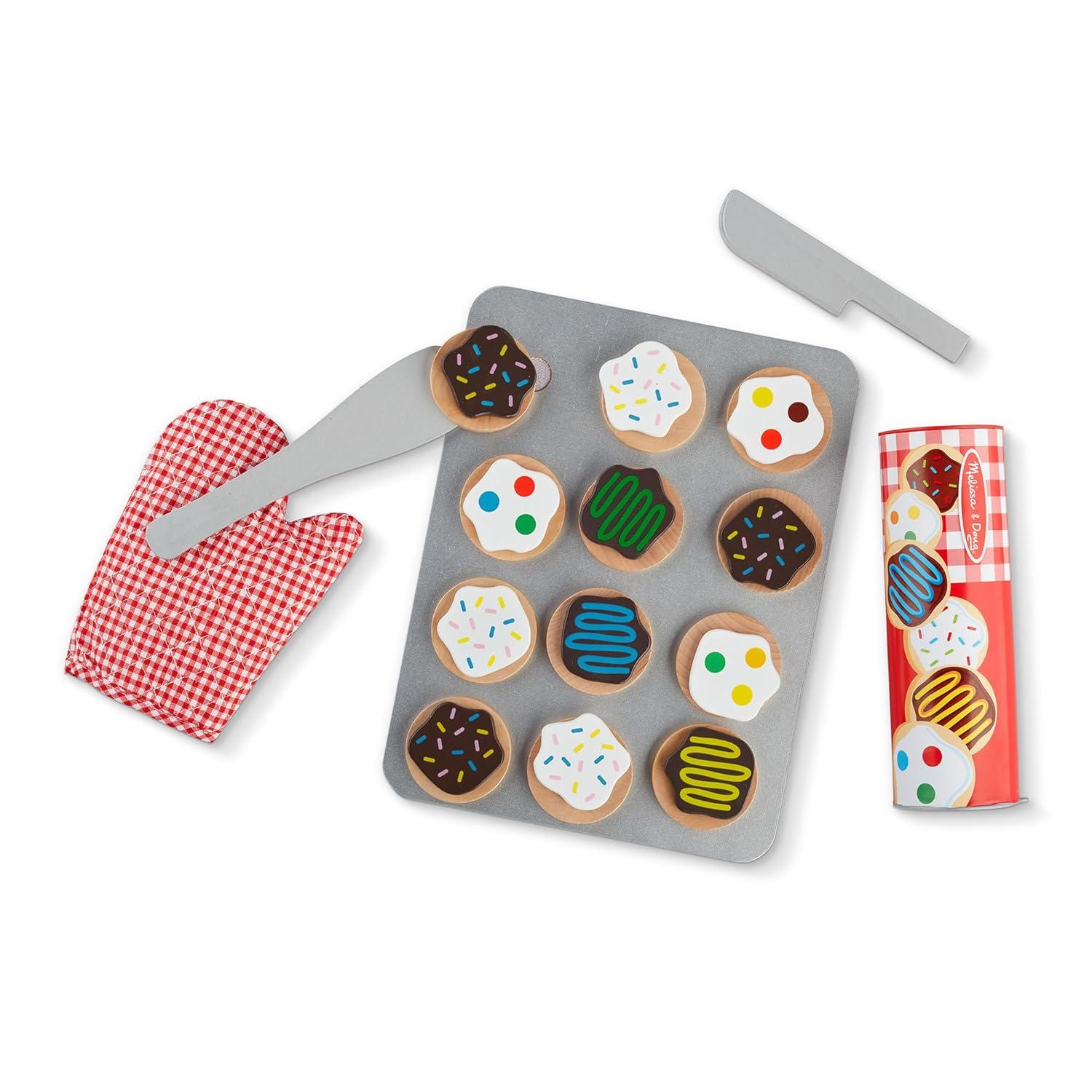imageMelissa ampamp Doug Slice and Bake Cookies Wooden Play Food Set with Toppings Pretend Cookies and Baking Sheet Wooden Play Food Set Toy Baking for Kids Ages 3