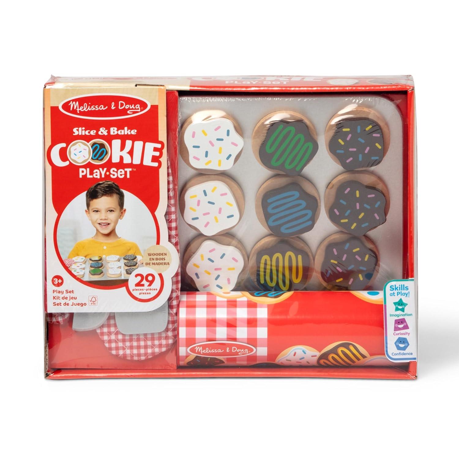imageMelissa ampamp Doug Slice and Bake Cookies Wooden Play Food Set with Toppings Pretend Cookies and Baking Sheet Wooden Play Food Set Toy Baking for Kids Ages 3