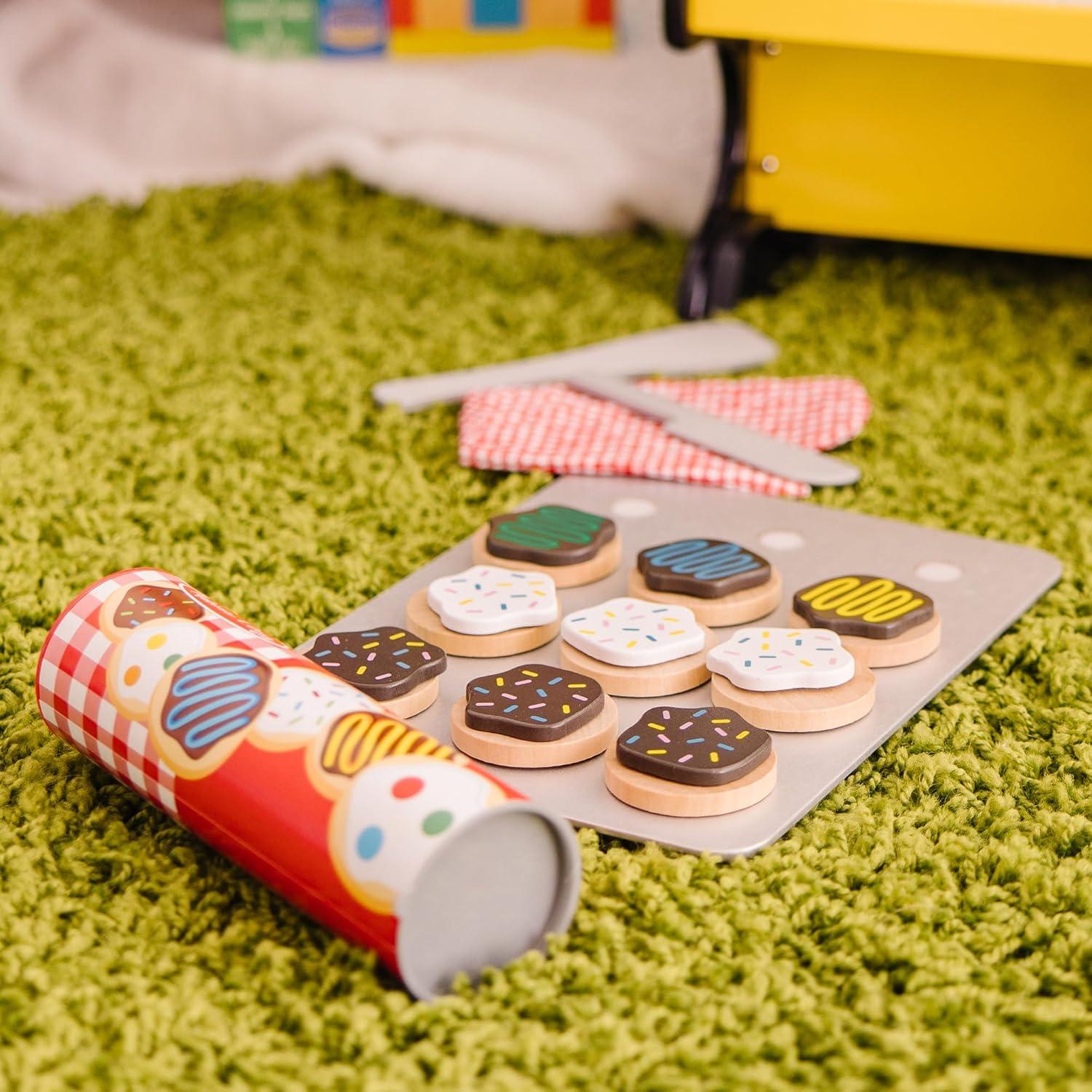 imageMelissa ampamp Doug Slice and Bake Cookies Wooden Play Food Set with Toppings Pretend Cookies and Baking Sheet Wooden Play Food Set Toy Baking for Kids Ages 3