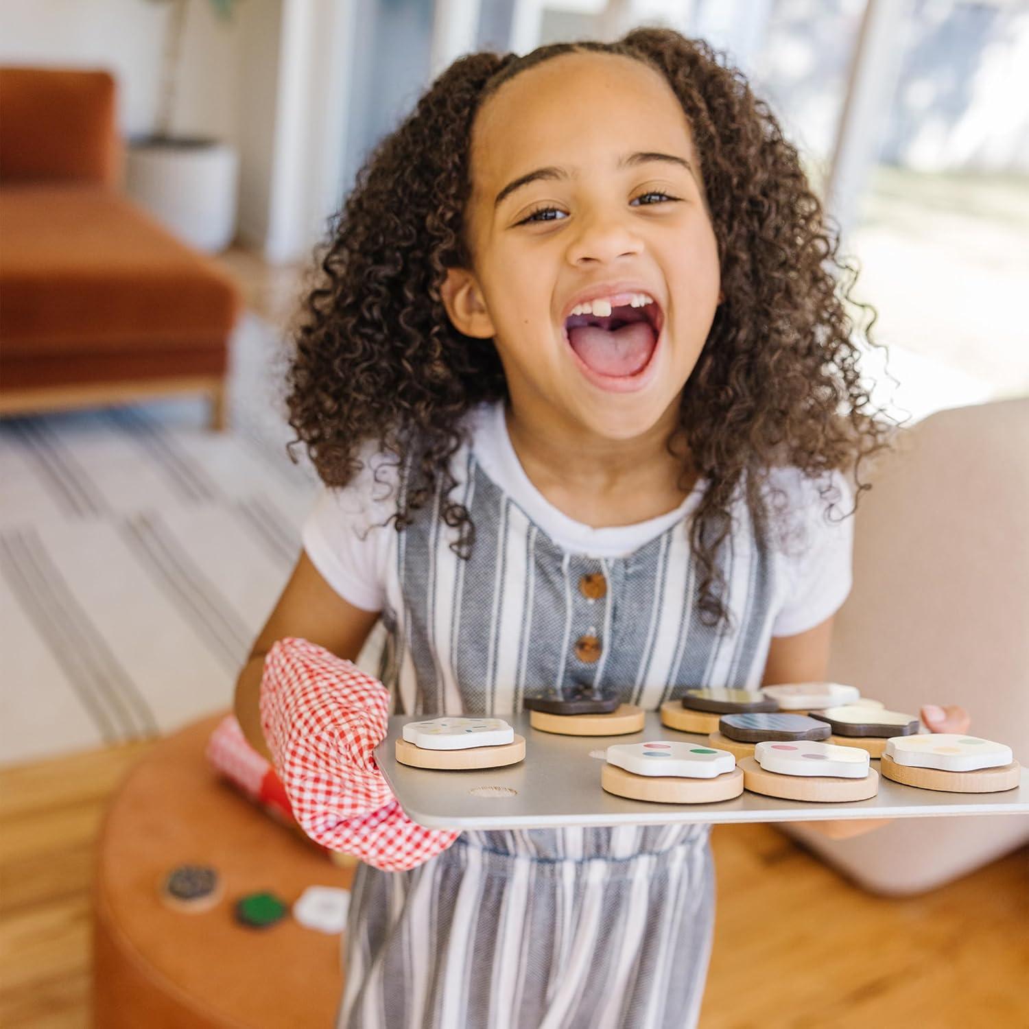 imageMelissa ampamp Doug Slice and Bake Cookies Wooden Play Food Set with Toppings Pretend Cookies and Baking Sheet Wooden Play Food Set Toy Baking for Kids Ages 3