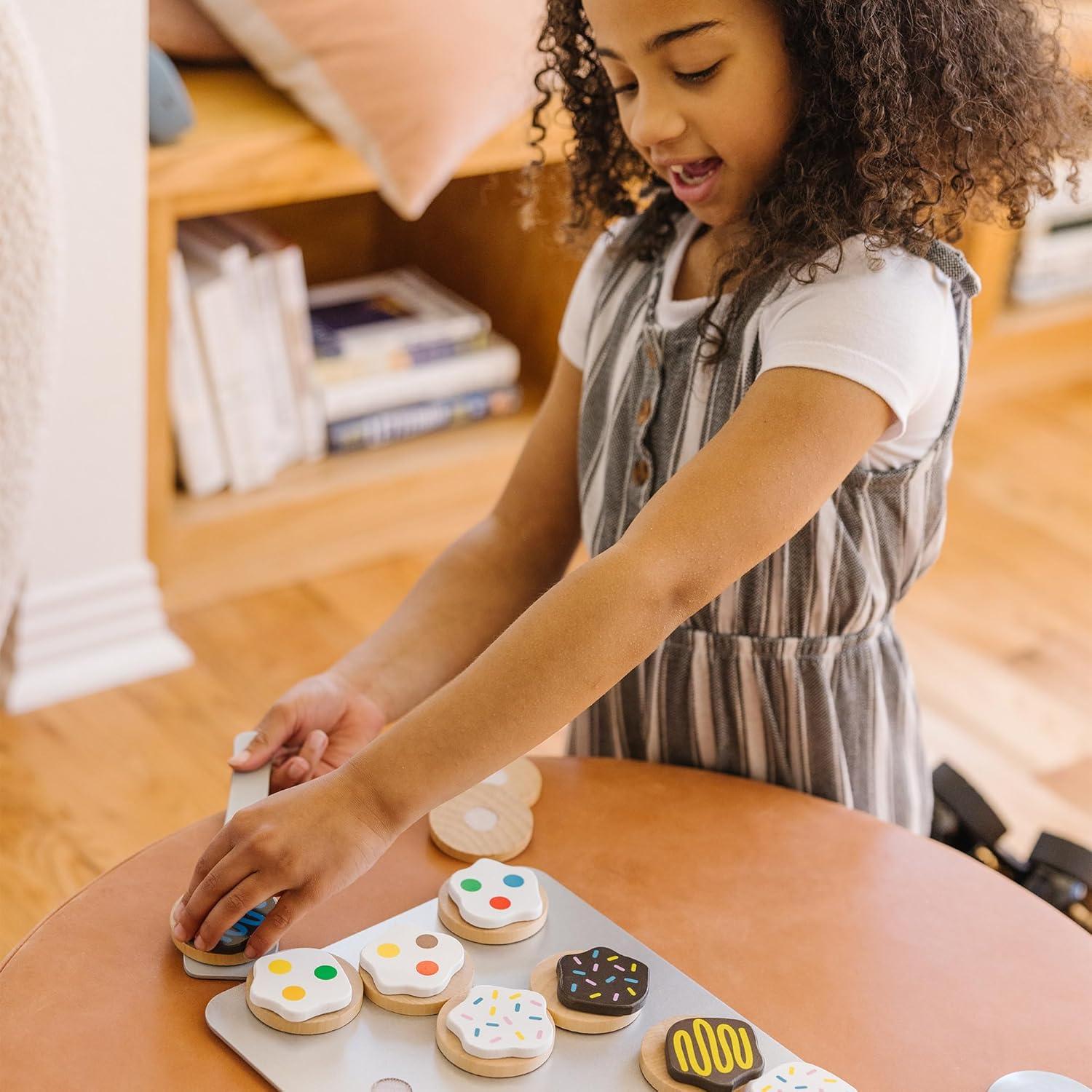 imageMelissa ampamp Doug Slice and Bake Cookies Wooden Play Food Set with Toppings Pretend Cookies and Baking Sheet Wooden Play Food Set Toy Baking for Kids Ages 3