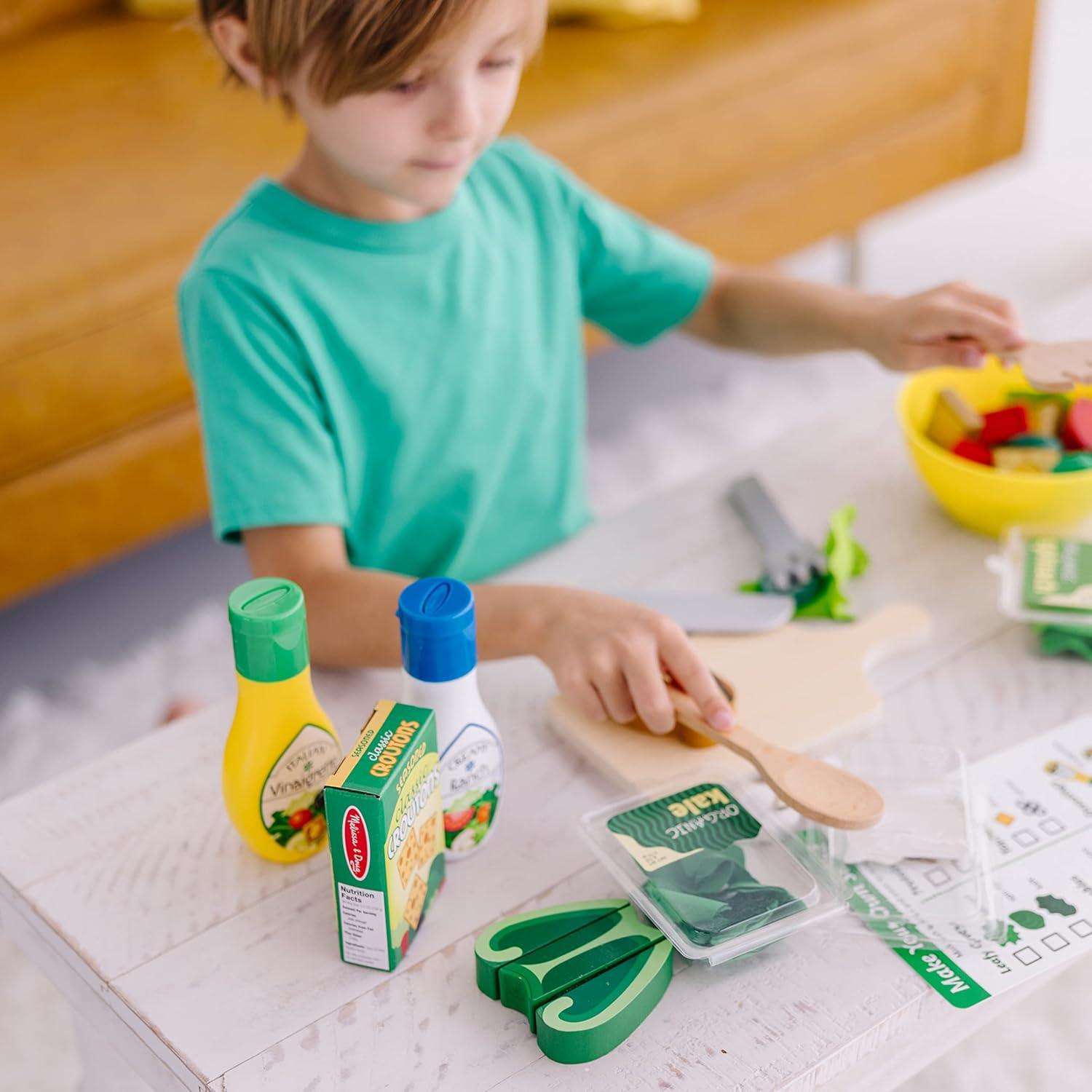 imageMelissa ampamp Doug Slice and Toss Salad Play Food Set  52 Wooden and Felt Pieces