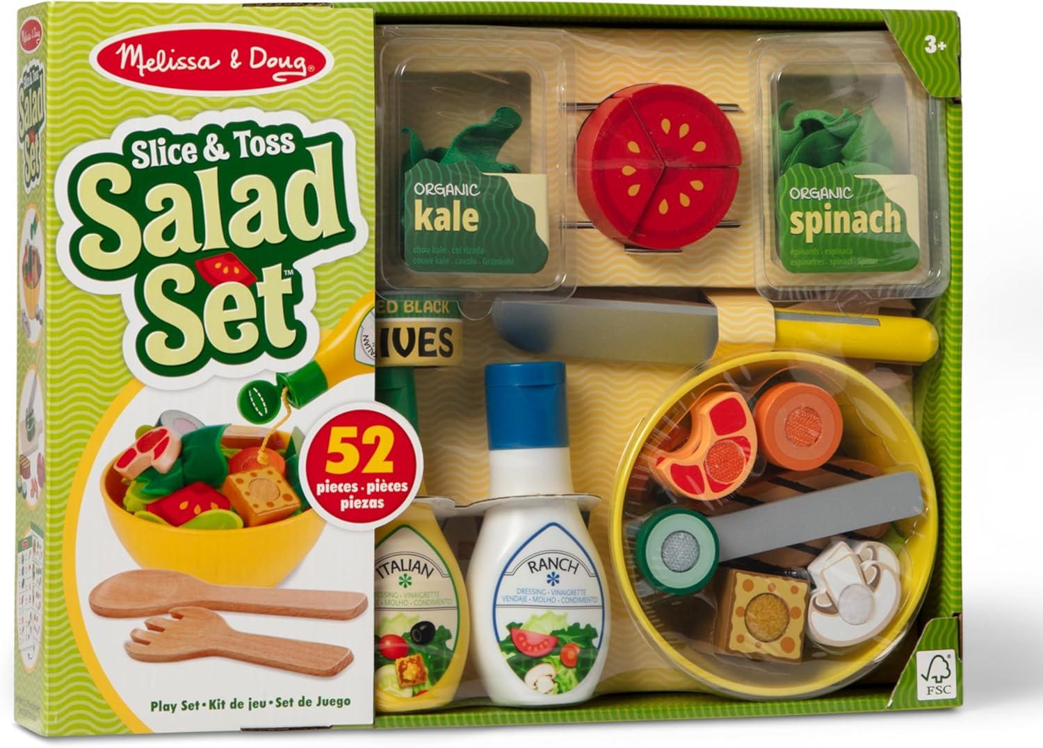 imageMelissa ampamp Doug Slice and Toss Salad Play Food Set  52 Wooden and Felt Pieces