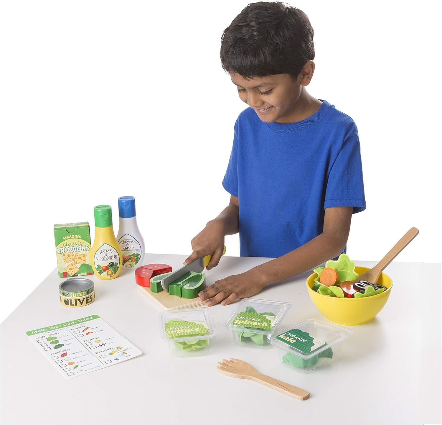 imageMelissa ampamp Doug Slice and Toss Salad Play Food Set  52 Wooden and Felt Pieces