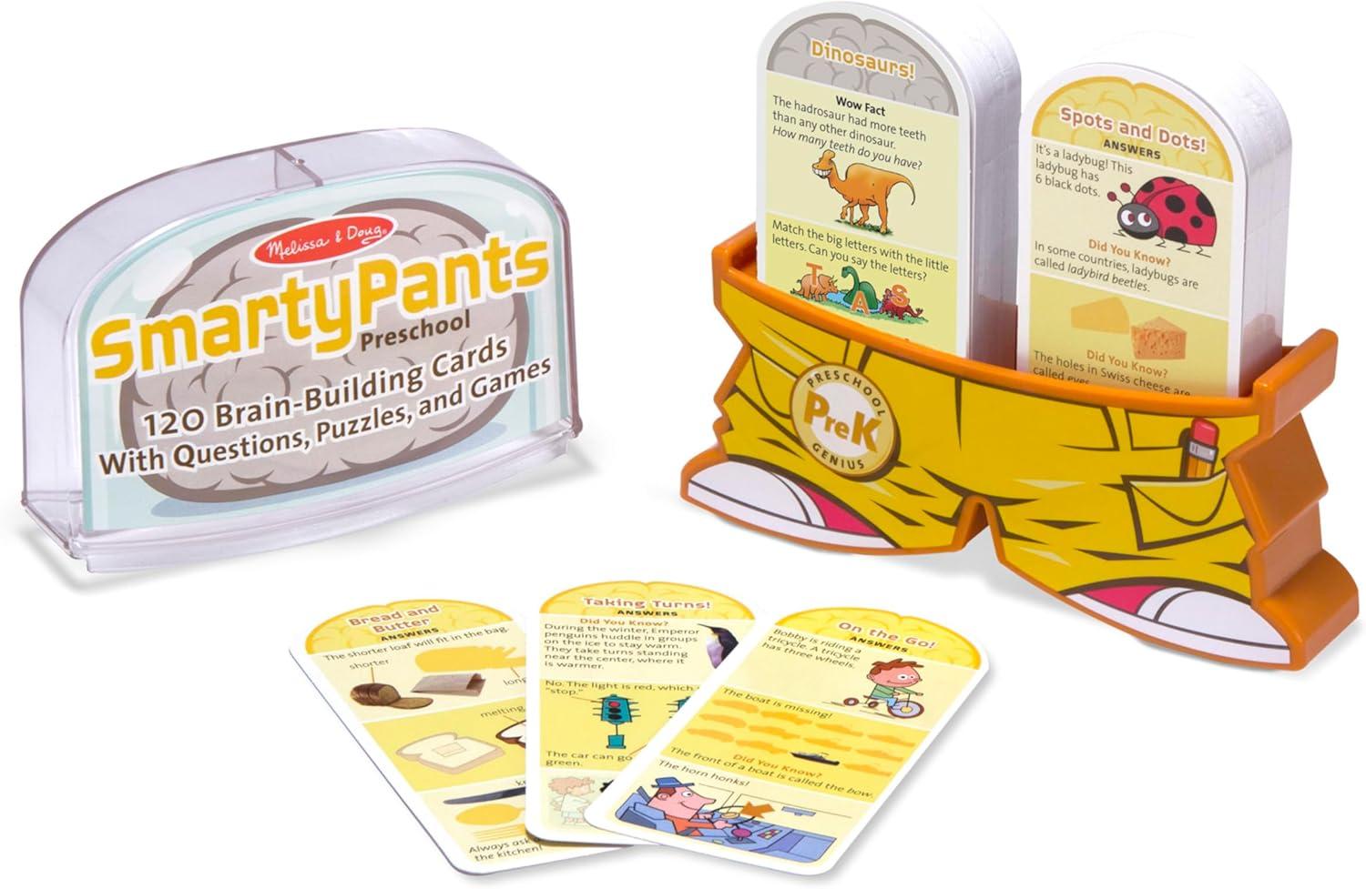 imageMelissa ampamp Doug Smarty Pants Preschool Card Set Educational Activity with 120 BrainBuilding Questions Puzzles and Games