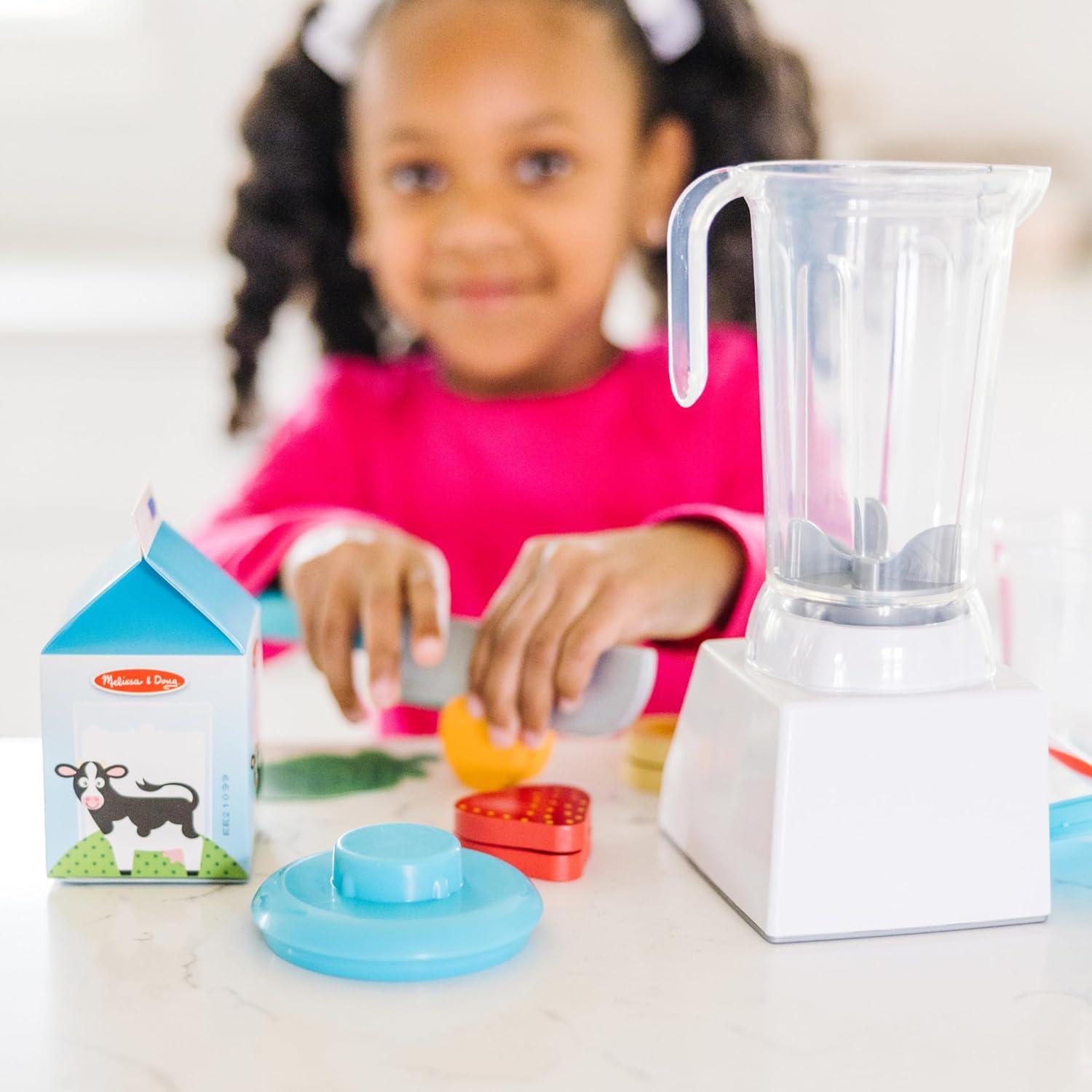imageMelissa ampamp Doug Smoothie Maker Working Pretend Play Blender Set with Toy Food ampamp Play Kitchen Accessories Preschool Learning Toys for Girls ampamp Boys 3Blender Set