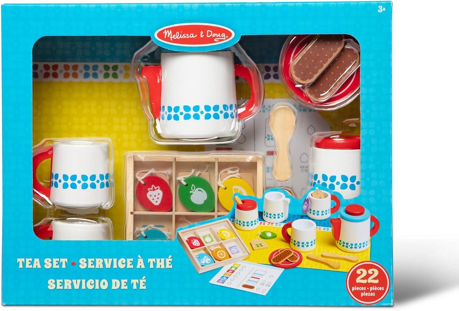 imageMelissa ampamp Doug Smoothie Maker Working Pretend Play Blender Set with Toy Food ampamp Play Kitchen Accessories Preschool Learning Toys for Girls ampamp Boys 3Wooden Steep  Serve Tea Set