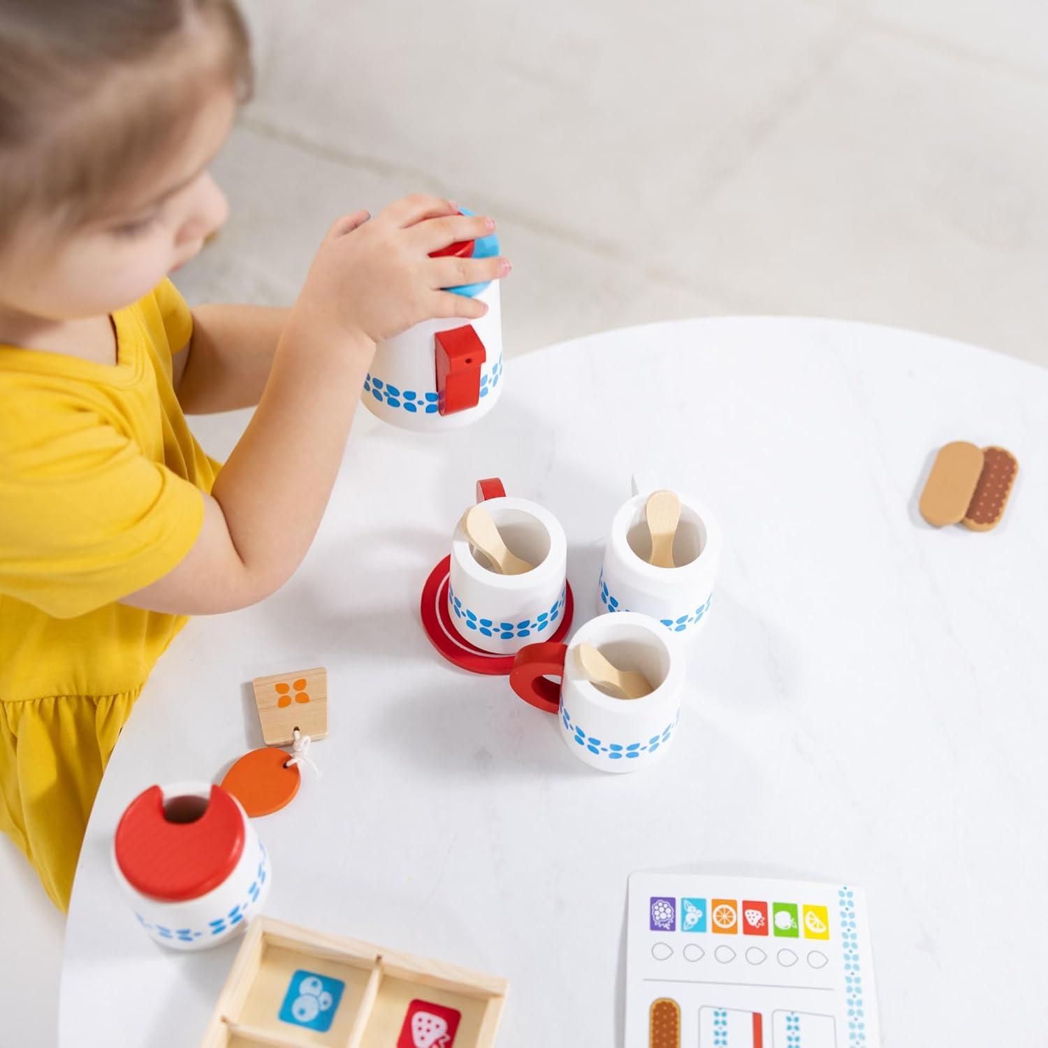 imageMelissa ampamp Doug Smoothie Maker Working Pretend Play Blender Set with Toy Food ampamp Play Kitchen Accessories Preschool Learning Toys for Girls ampamp Boys 3Wooden Steep  Serve Tea Set