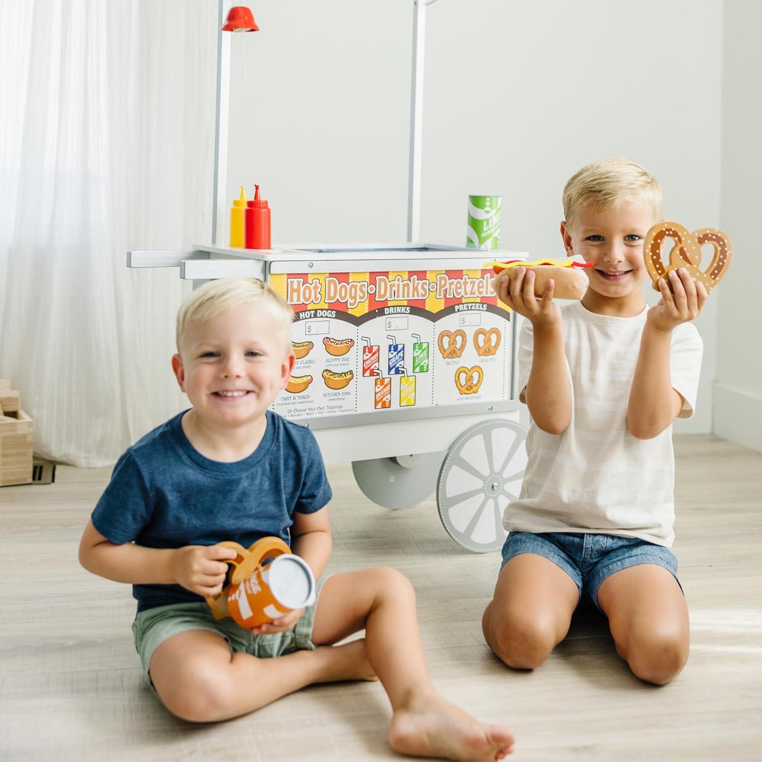 imageMelissa ampamp Doug Snacks ampamp Sweets Food Cart with Play Food Wooden Toys ampamp Kids Play Kitchen Accessories Preschool Learning Toys for Girls ampamp Boys 3