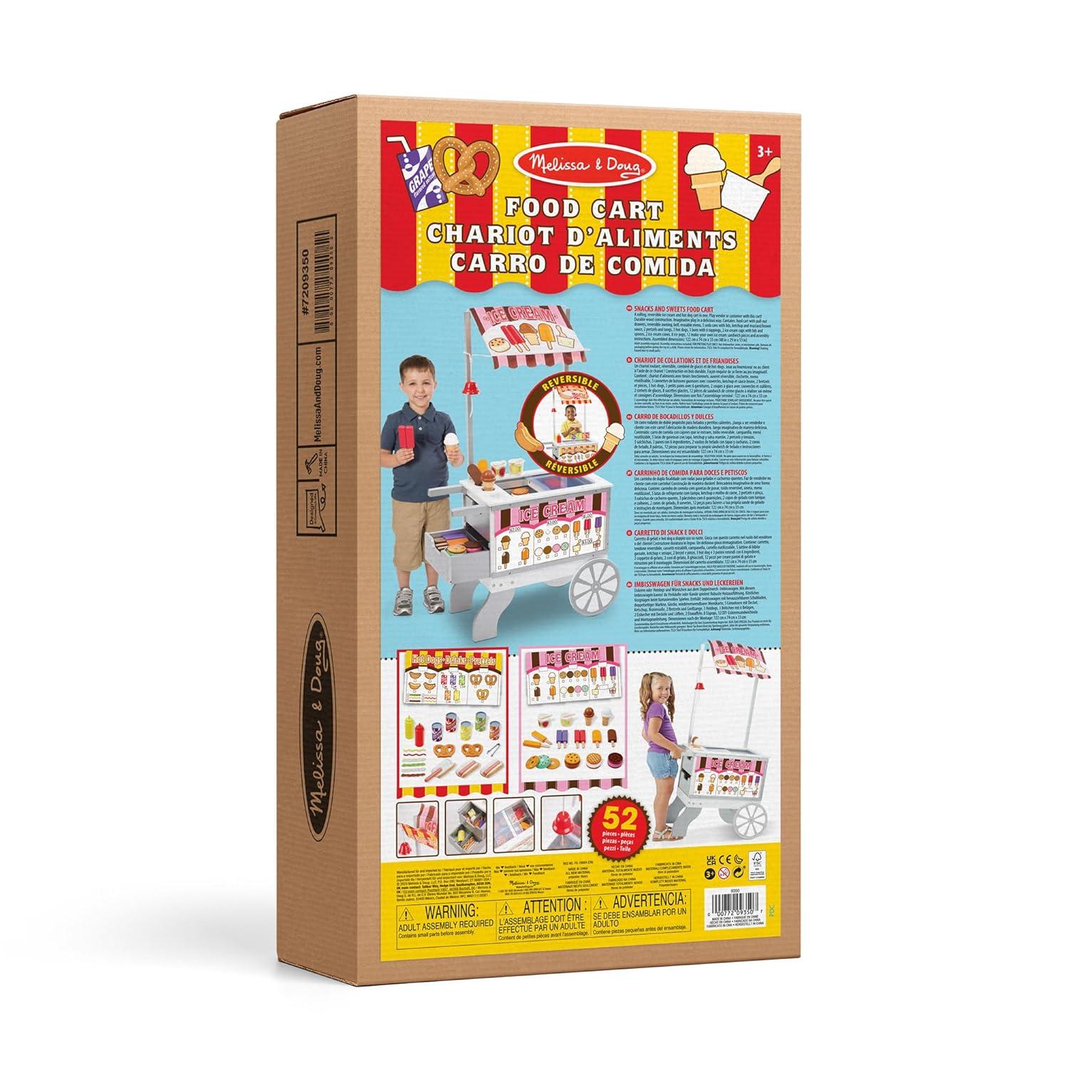 imageMelissa ampamp Doug Snacks ampamp Sweets Food Cart with Play Food Wooden Toys ampamp Kids Play Kitchen Accessories Preschool Learning Toys for Girls ampamp Boys 3