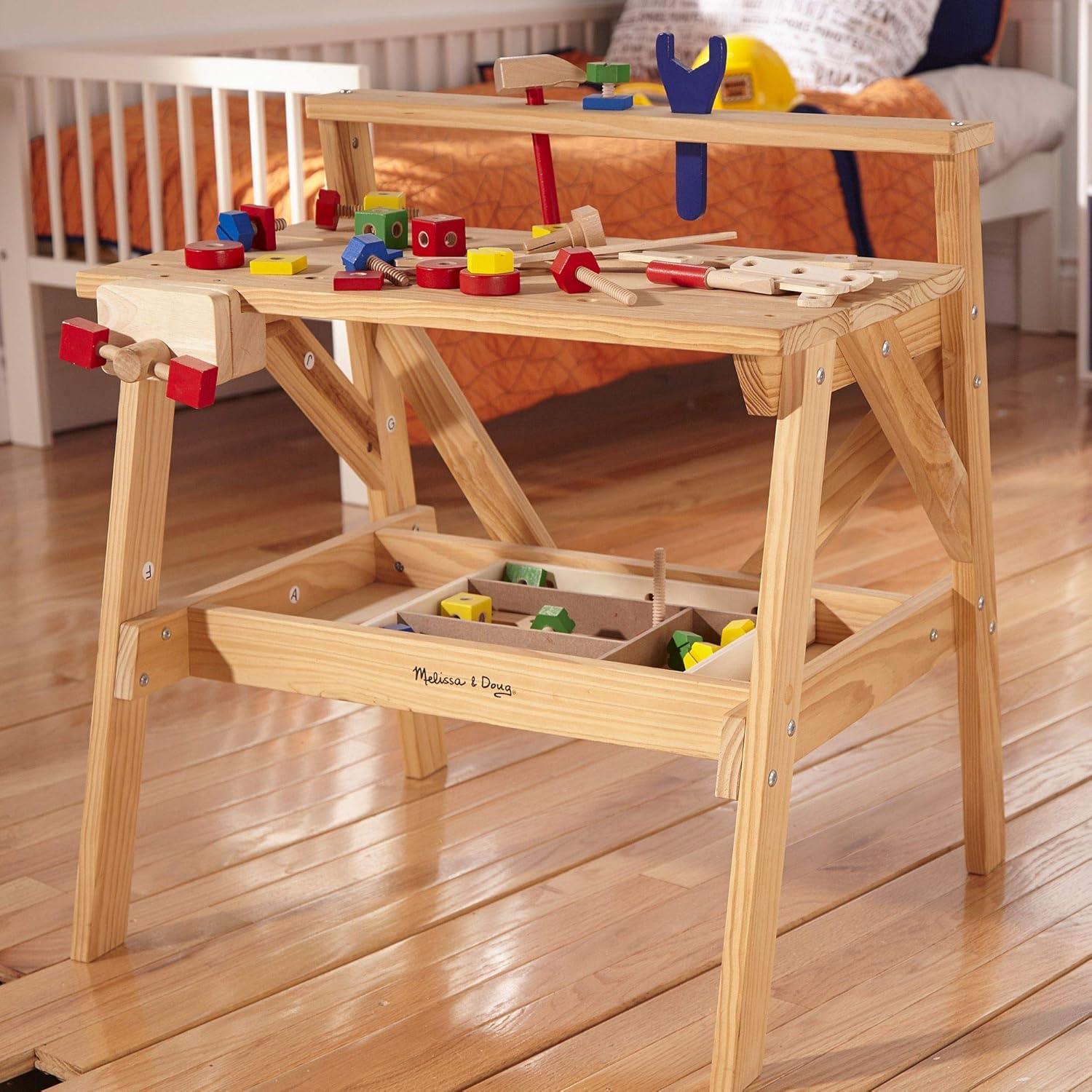 imageMelissa ampamp Doug Solid Wood Project Workbench Play Building Set  STEAM Toy