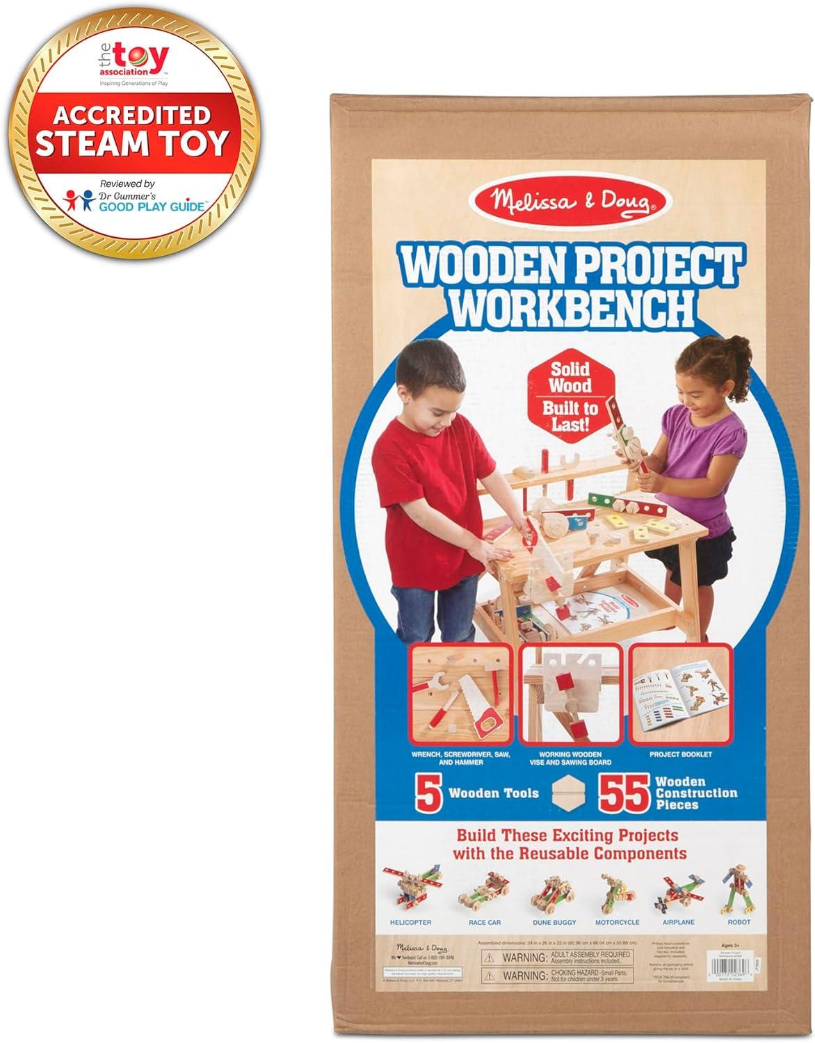 imageMelissa ampamp Doug Solid Wood Project Workbench Play Building Set  STEAM Toy