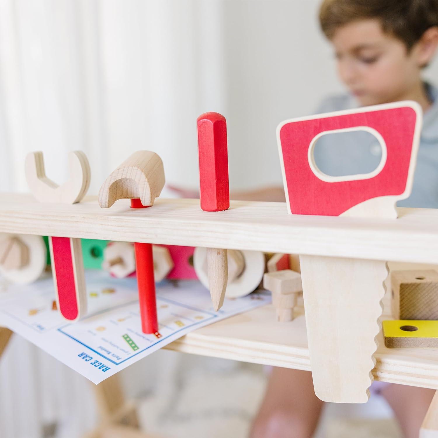 imageMelissa ampamp Doug Solid Wood Project Workbench Play Building Set  STEAM Toy