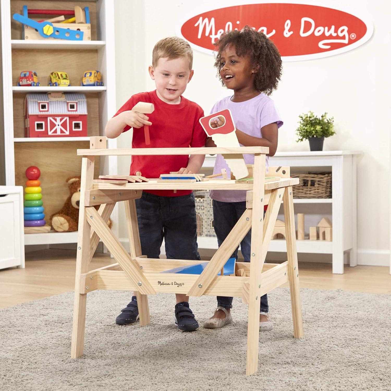 imageMelissa ampamp Doug Solid Wood Project Workbench Play Building Set  STEAM Toy