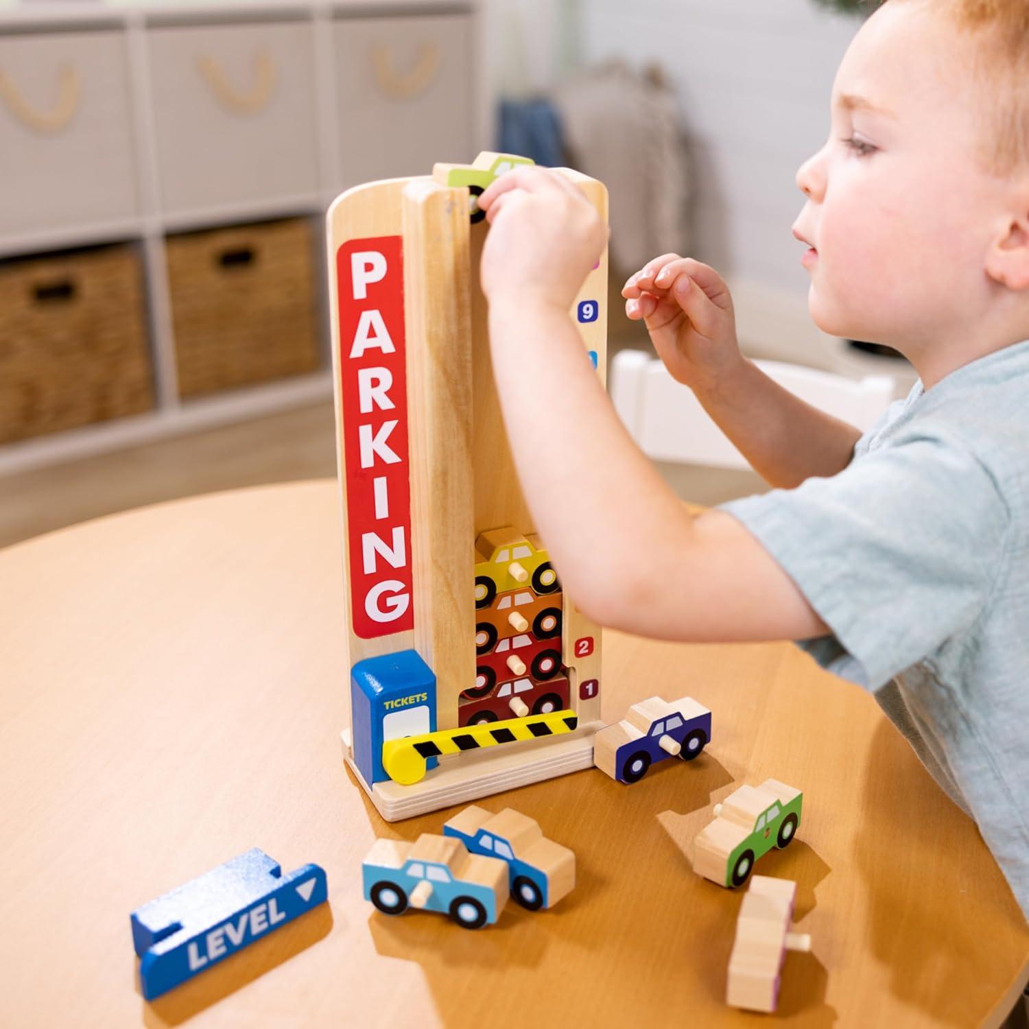 imageMelissa ampamp Doug Stack ampamp Count Wooden Parking Garage with 10 Cars