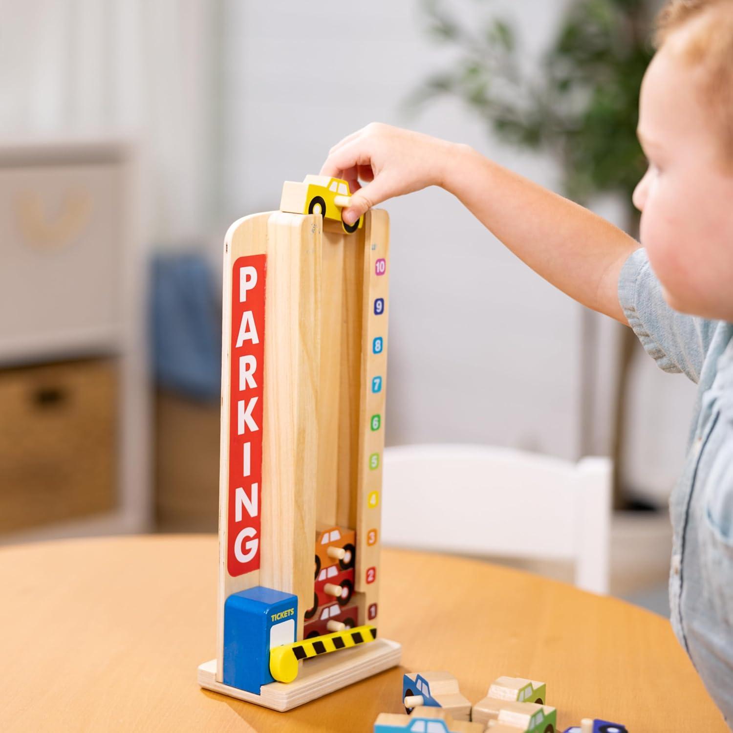 imageMelissa ampamp Doug Stack ampamp Count Wooden Parking Garage with 10 Cars