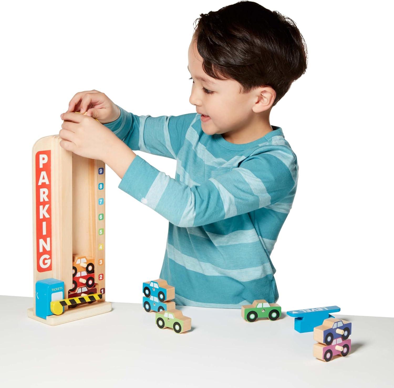 imageMelissa ampamp Doug Stack ampamp Count Wooden Parking Garage with 10 Cars
