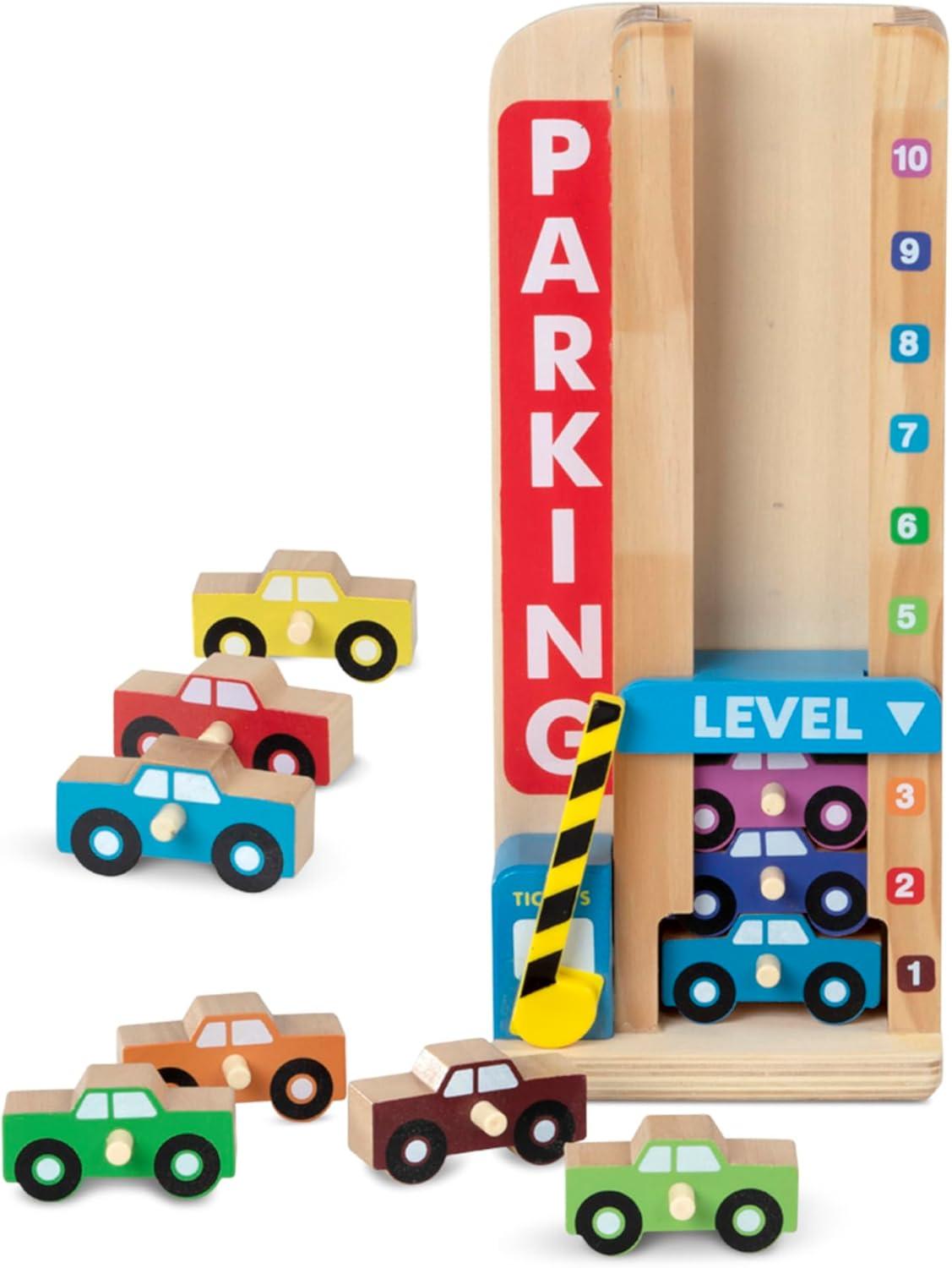 imageMelissa ampamp Doug Stack ampamp Count Wooden Parking Garage with 10 Cars