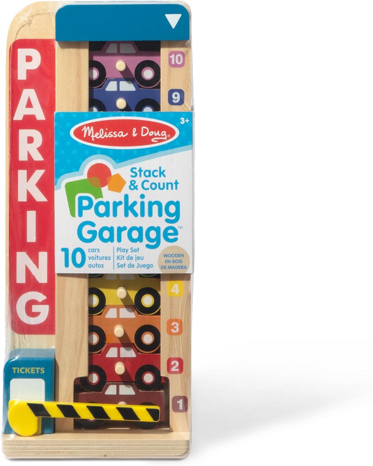 imageMelissa ampamp Doug Stack ampamp Count Wooden Parking Garage with 10 Cars