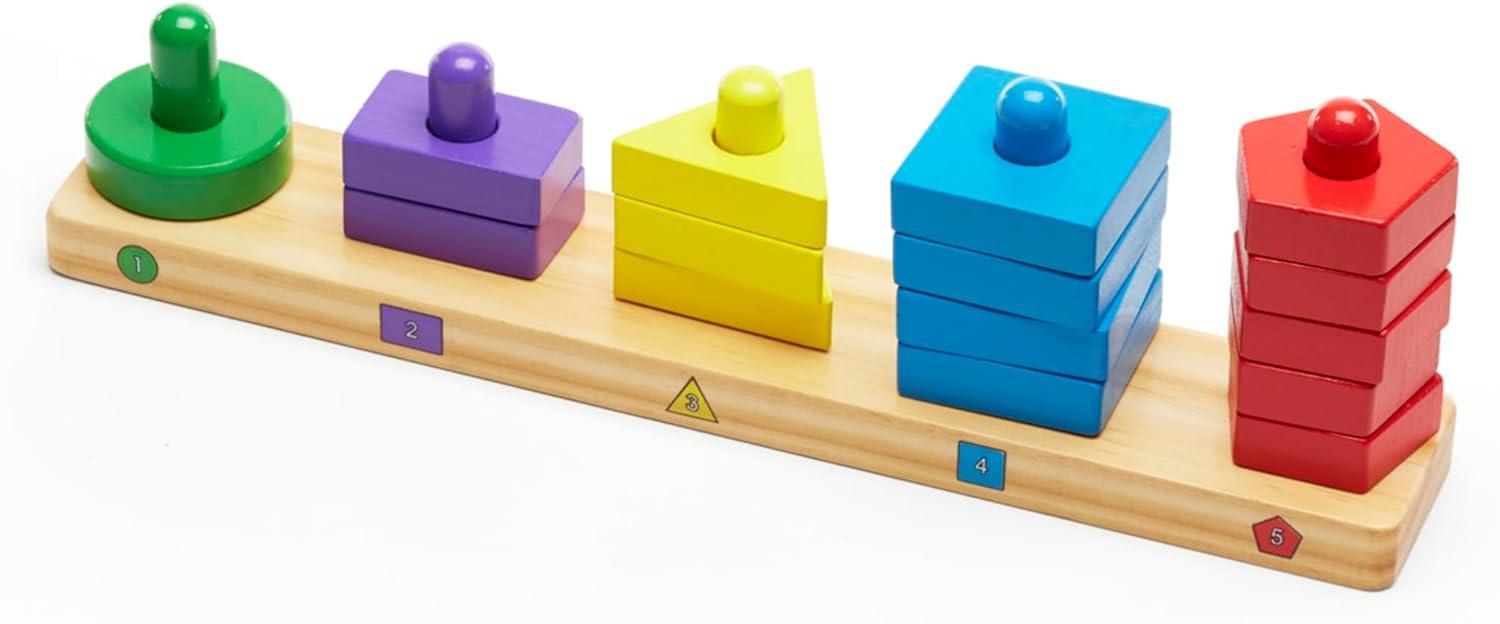 imageMelissa ampamp Doug Stack and Sort Board  Wooden Educational Toy With 15 Solid Wood Pieces