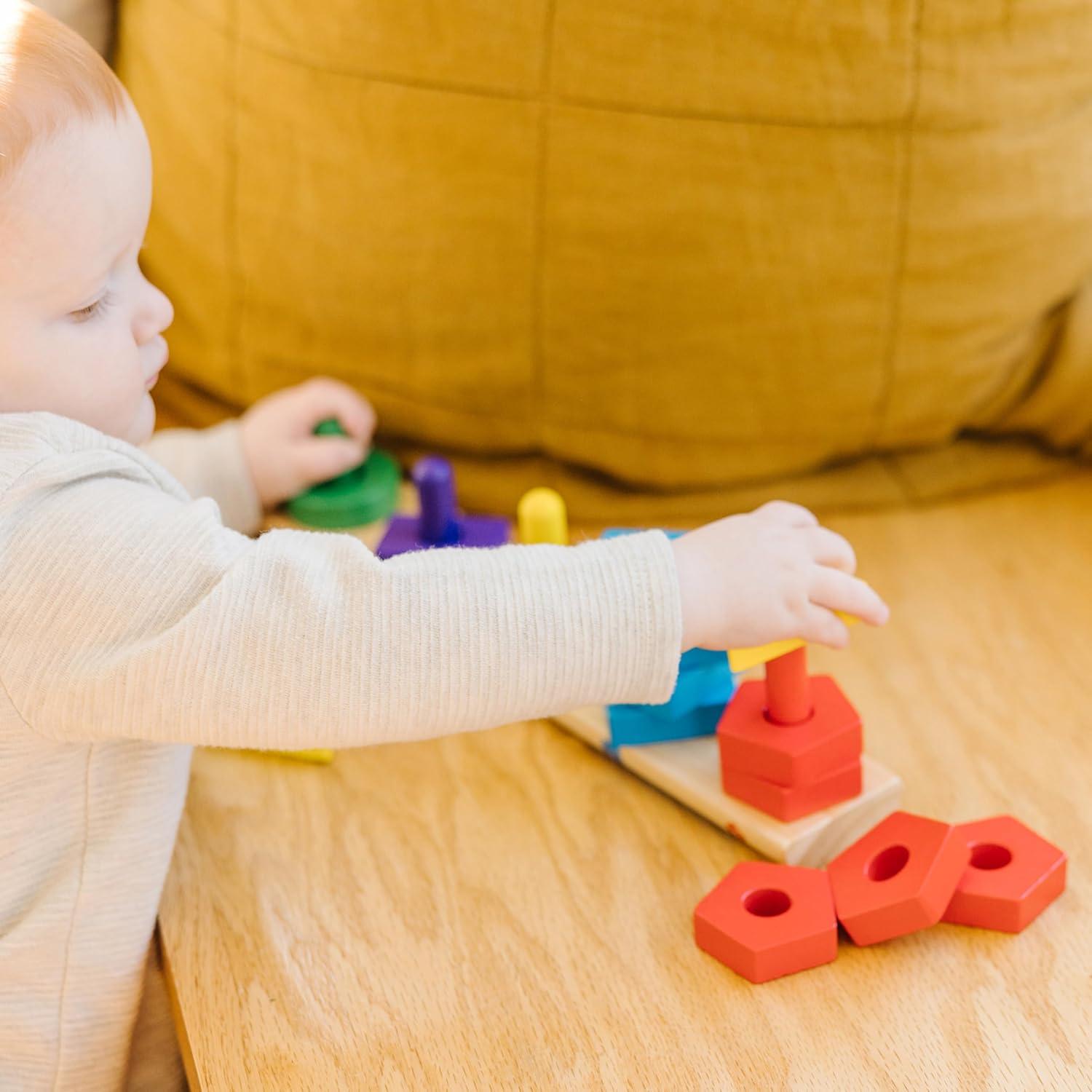 imageMelissa ampamp Doug Stack and Sort Board  Wooden Educational Toy With 15 Solid Wood Pieces