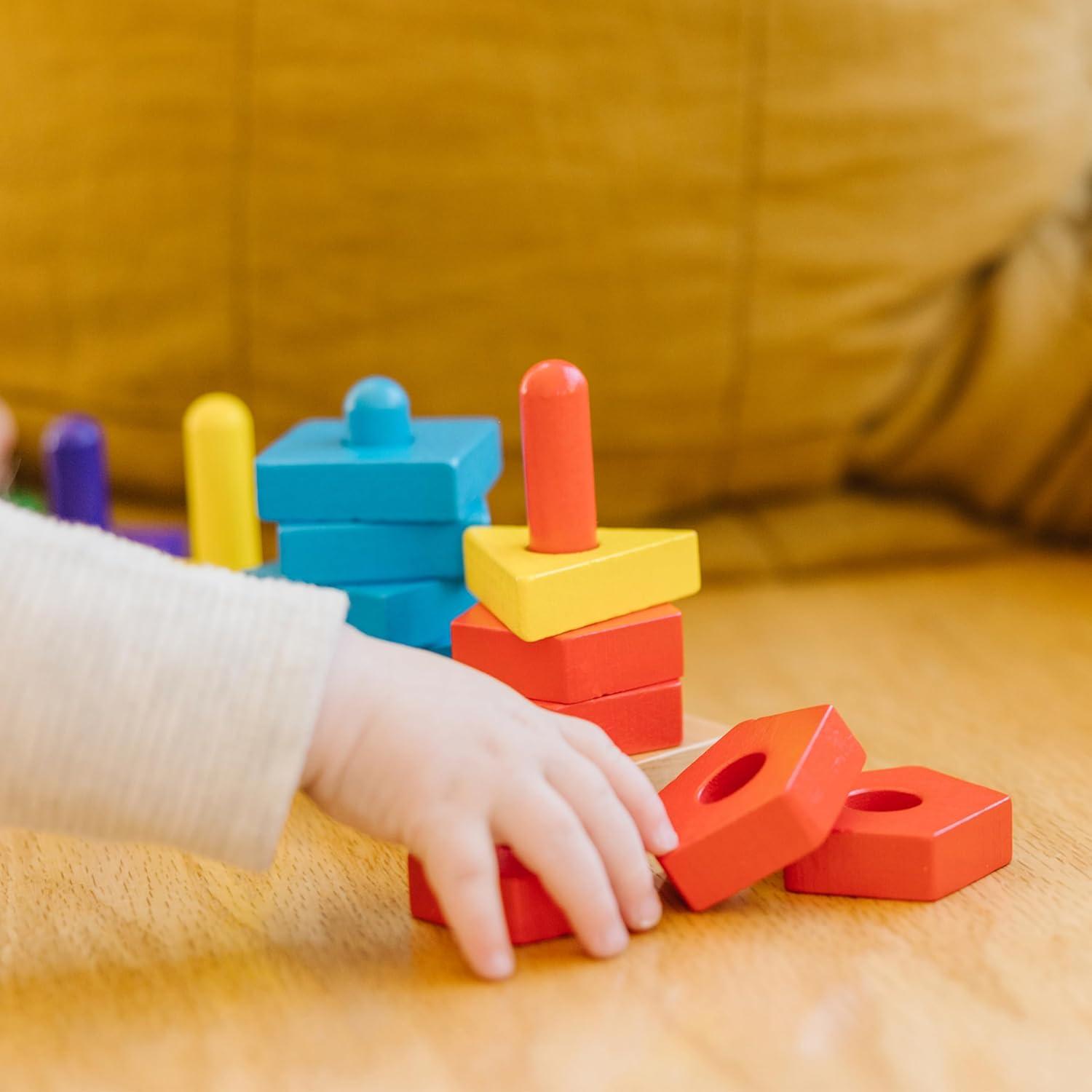 imageMelissa ampamp Doug Stack and Sort Board  Wooden Educational Toy With 15 Solid Wood Pieces