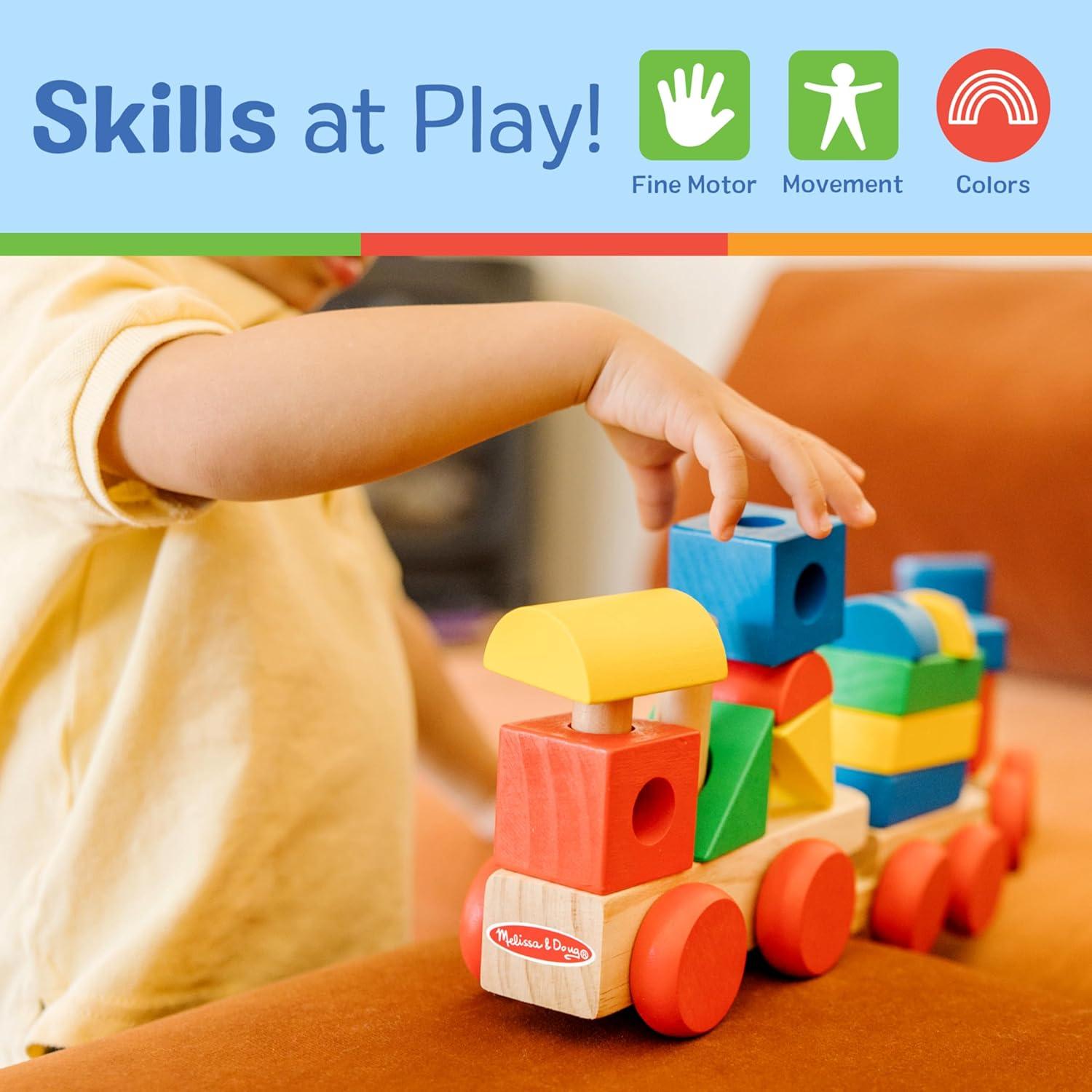 imageMelissa ampamp Doug Stacking Train  Classic Wooden Toddler Toy 18 pcsStacking Train