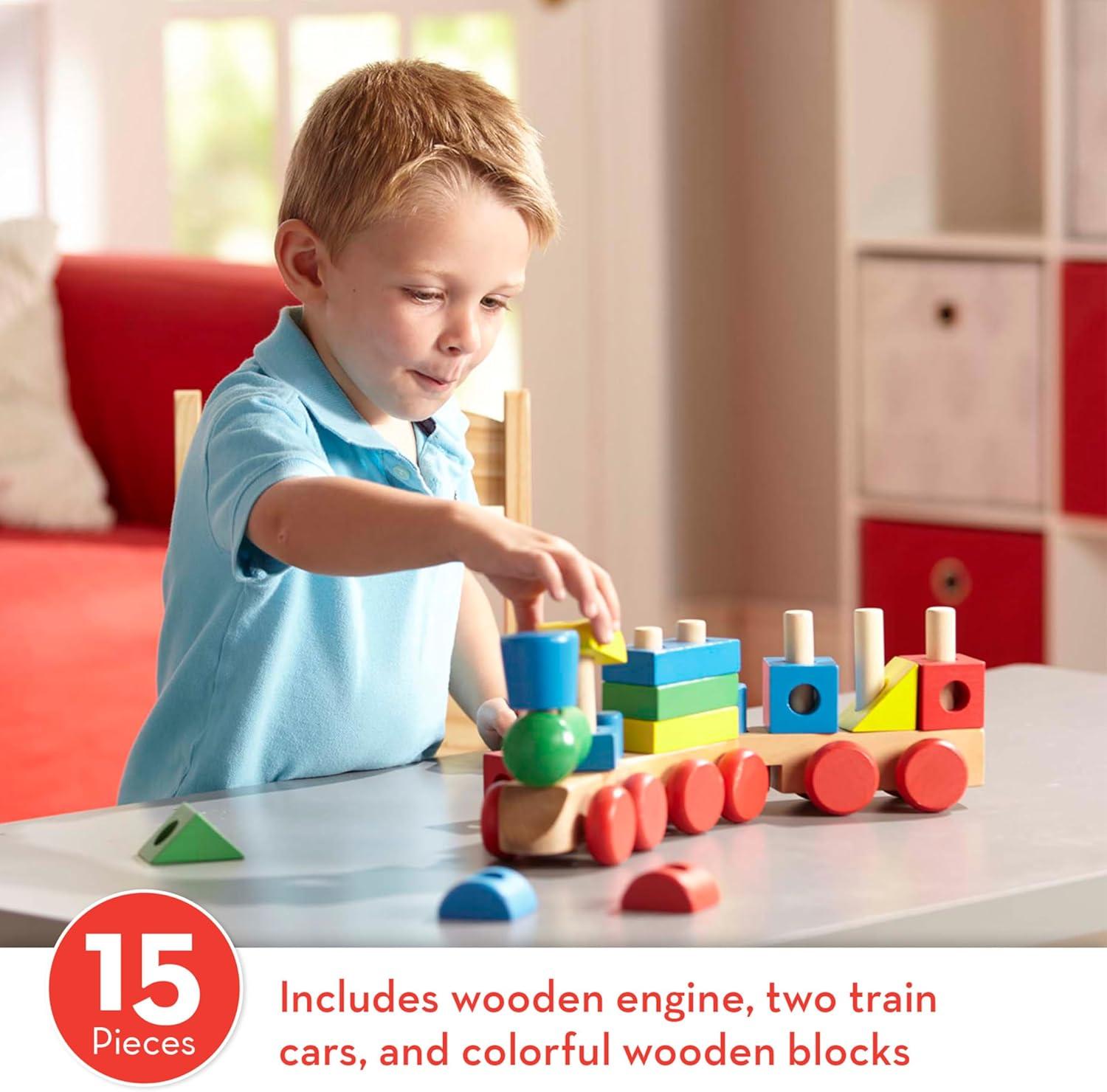 imageMelissa ampamp Doug Stacking Train  Classic Wooden Toddler Toy 18 pcsStacking Train