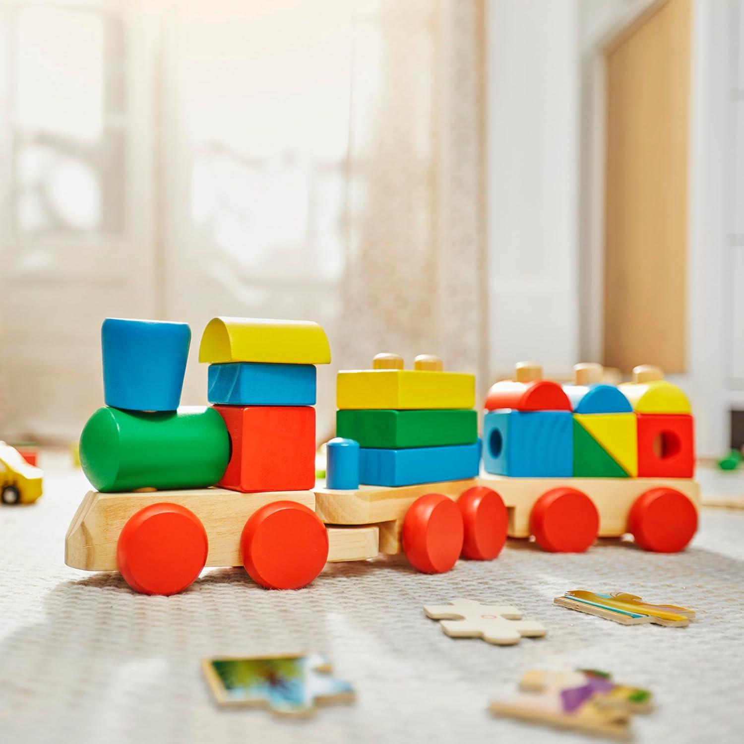 imageMelissa ampamp Doug Stacking Train  Classic Wooden Toddler Toy 18 pcsStacking Train
